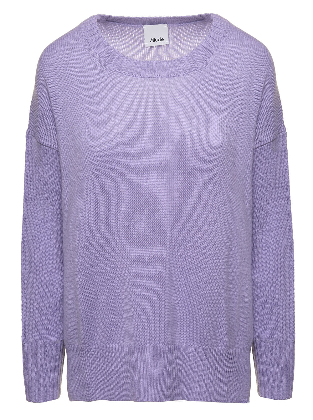 Purple Sweater With U Neckline In Cashmere Woman