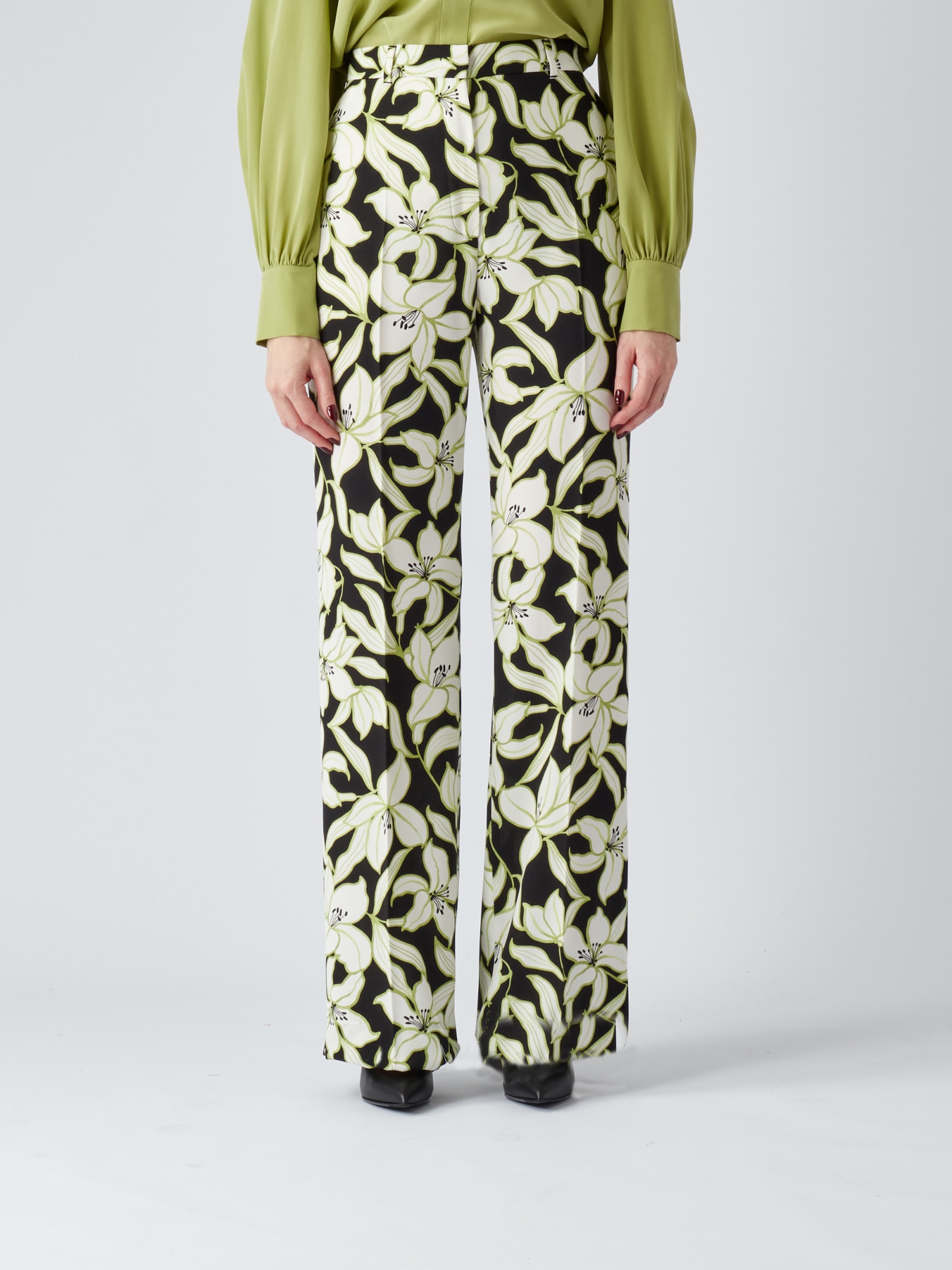 Max Mara Dany Trousers In Nero Verde