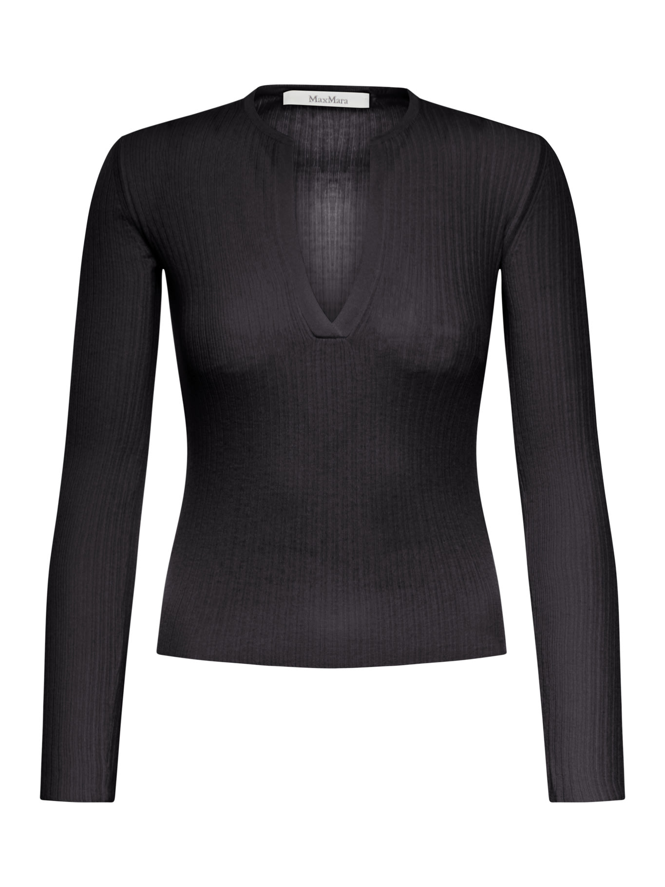 Shop Max Mara V-neck Knit Top In Black