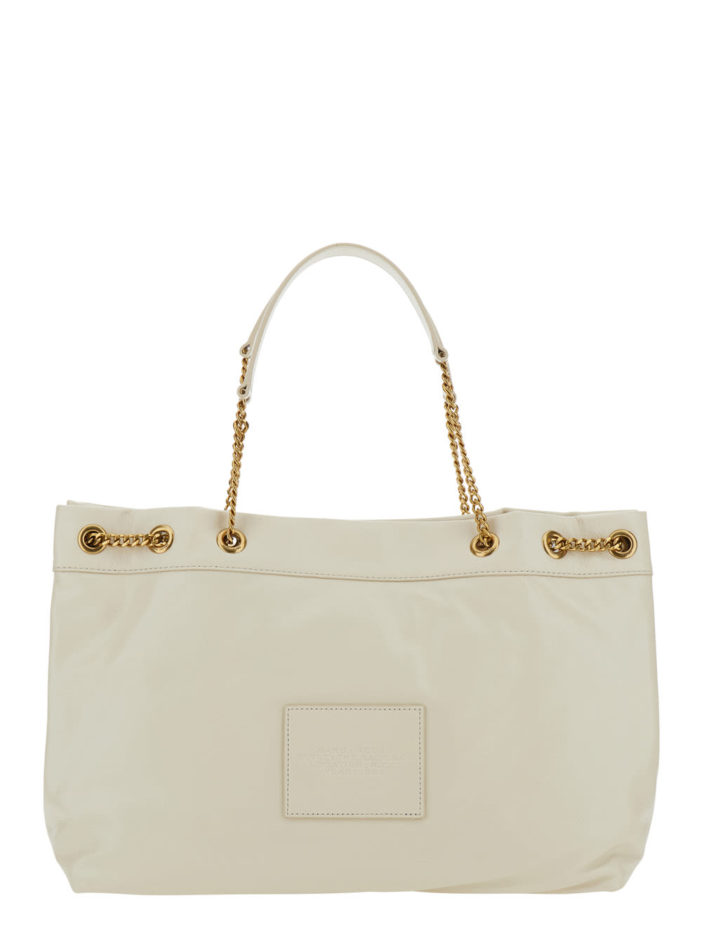 Marc Jacobs 'the Sack Bag' White Shoulder Bag With Logo Embossed On The Front In White