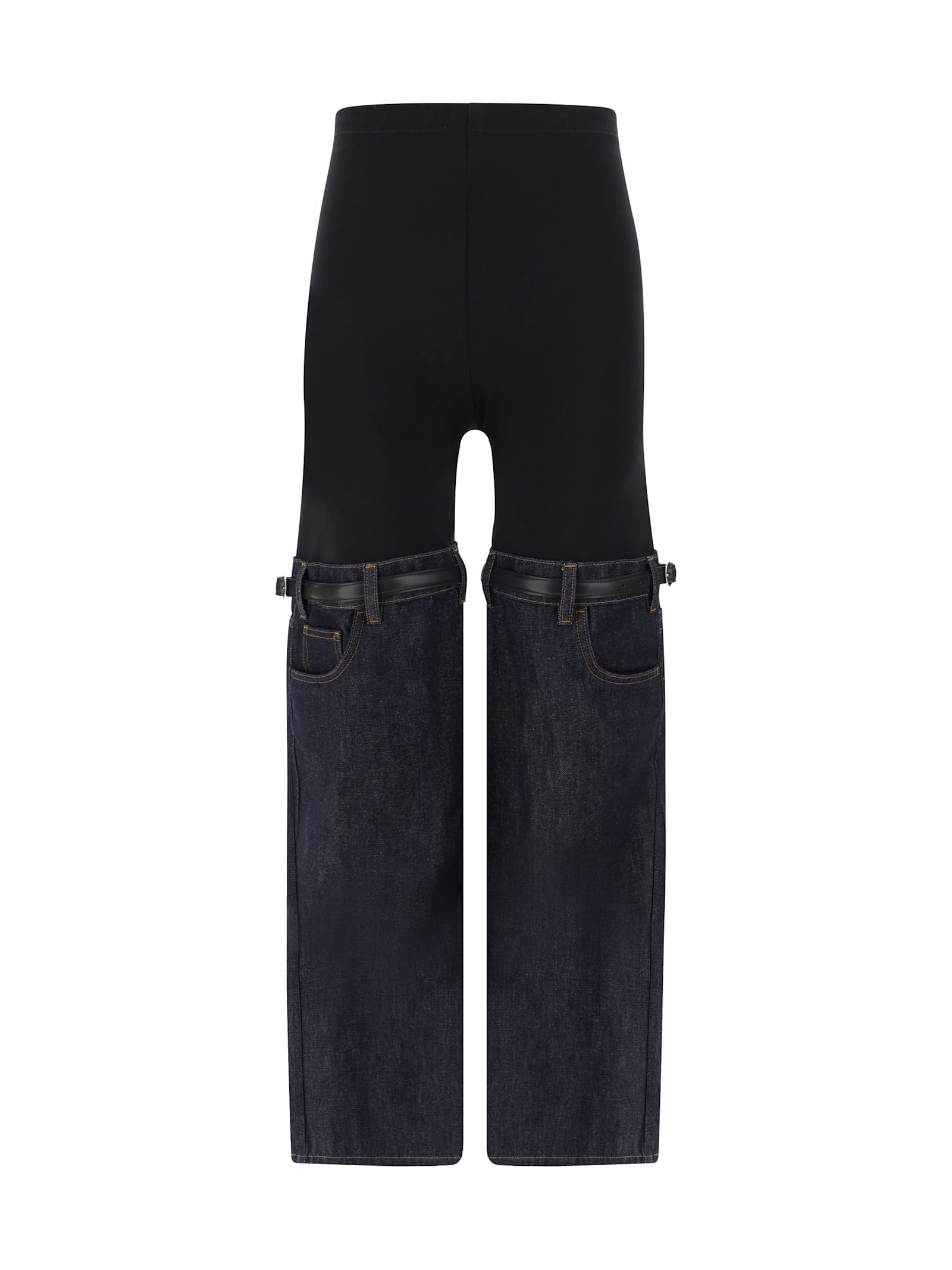 Shop Coperni Hybrid Denim Pants In Black-blue Raw