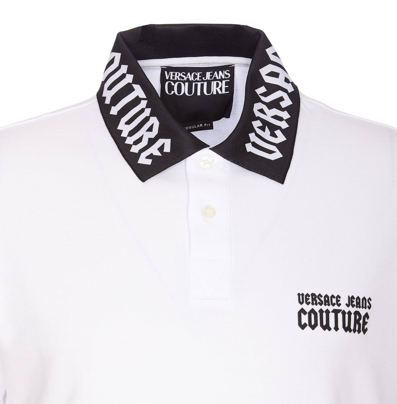 Shop Versace Jeans Couture Gothic Logo Polo In White