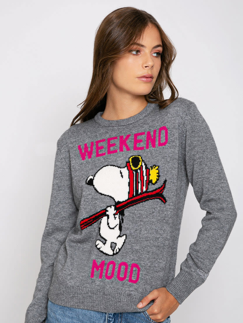 MC2 Saint Barth Woman Sweater With Snoopy Week End Mood Print Peanuts® Special Edition