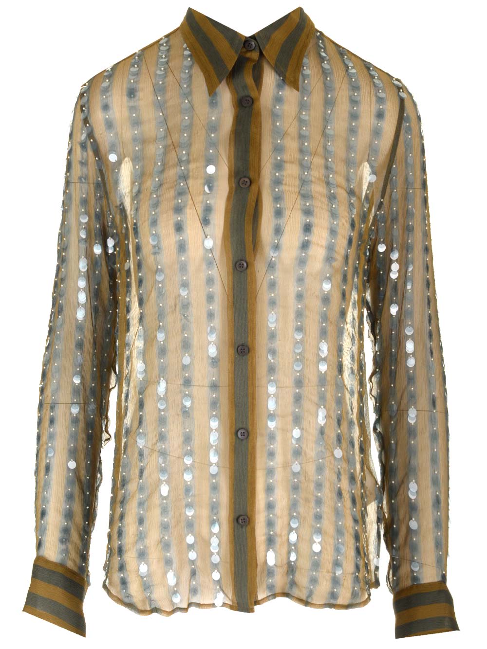Shop Dries Van Noten Silk Chiffon Shirt In Khaki