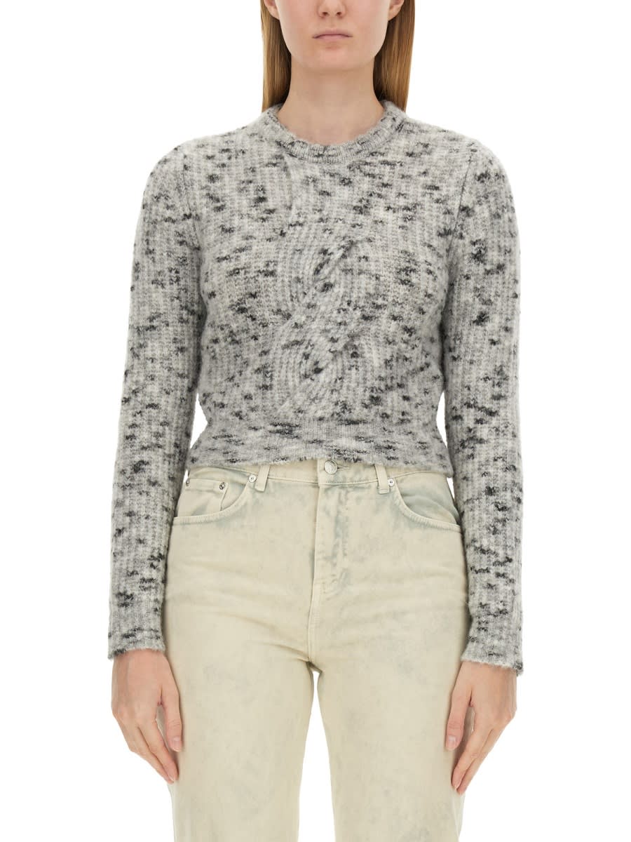 Shop M05ch1n0 Jeans Cropped Shirt In Grey