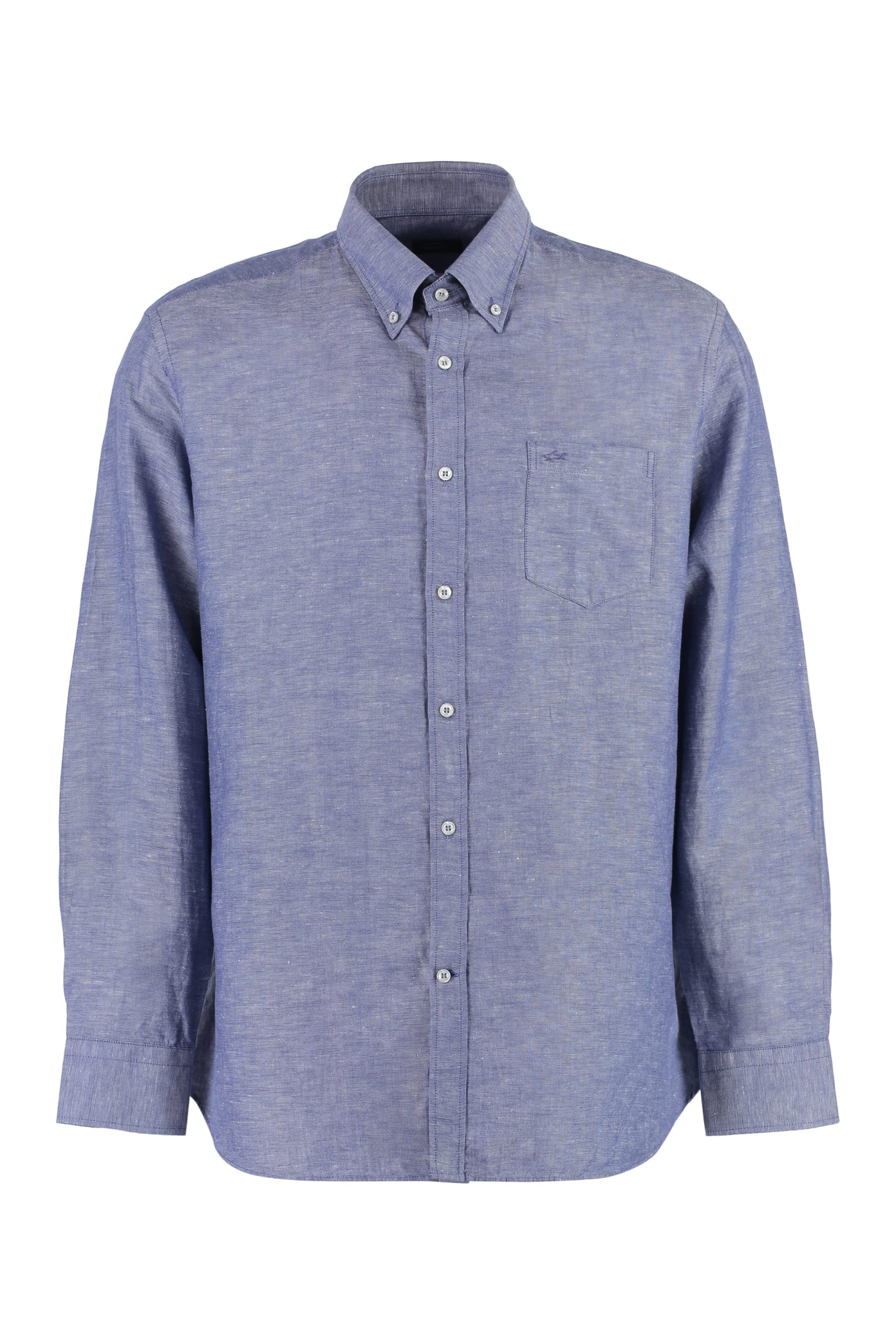 Paul&shark Long Sleeve Cotton Blend Shirt In Blue
