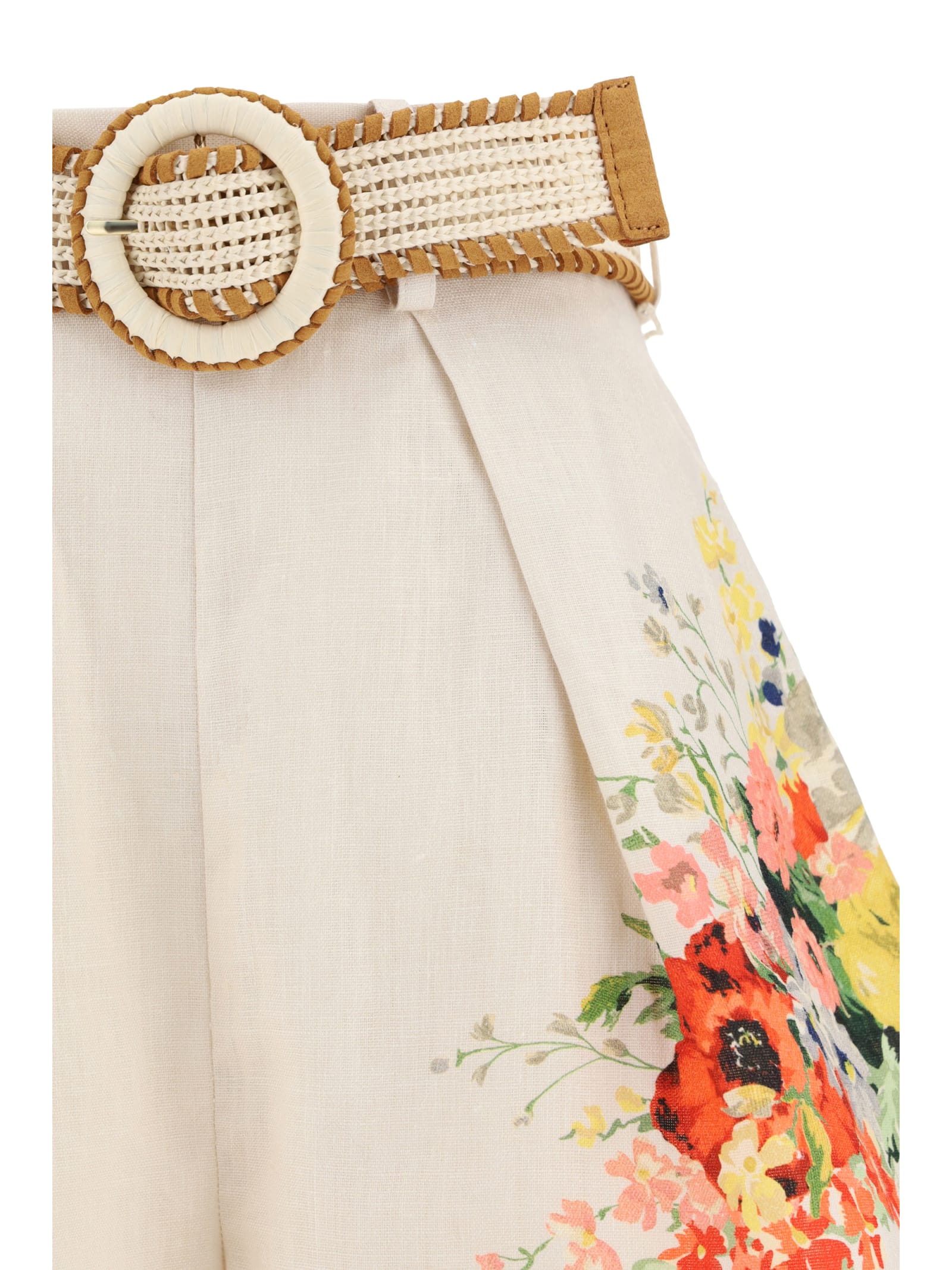 Shop Zimmermann Alight Tuck Shorts In Ivory Floral