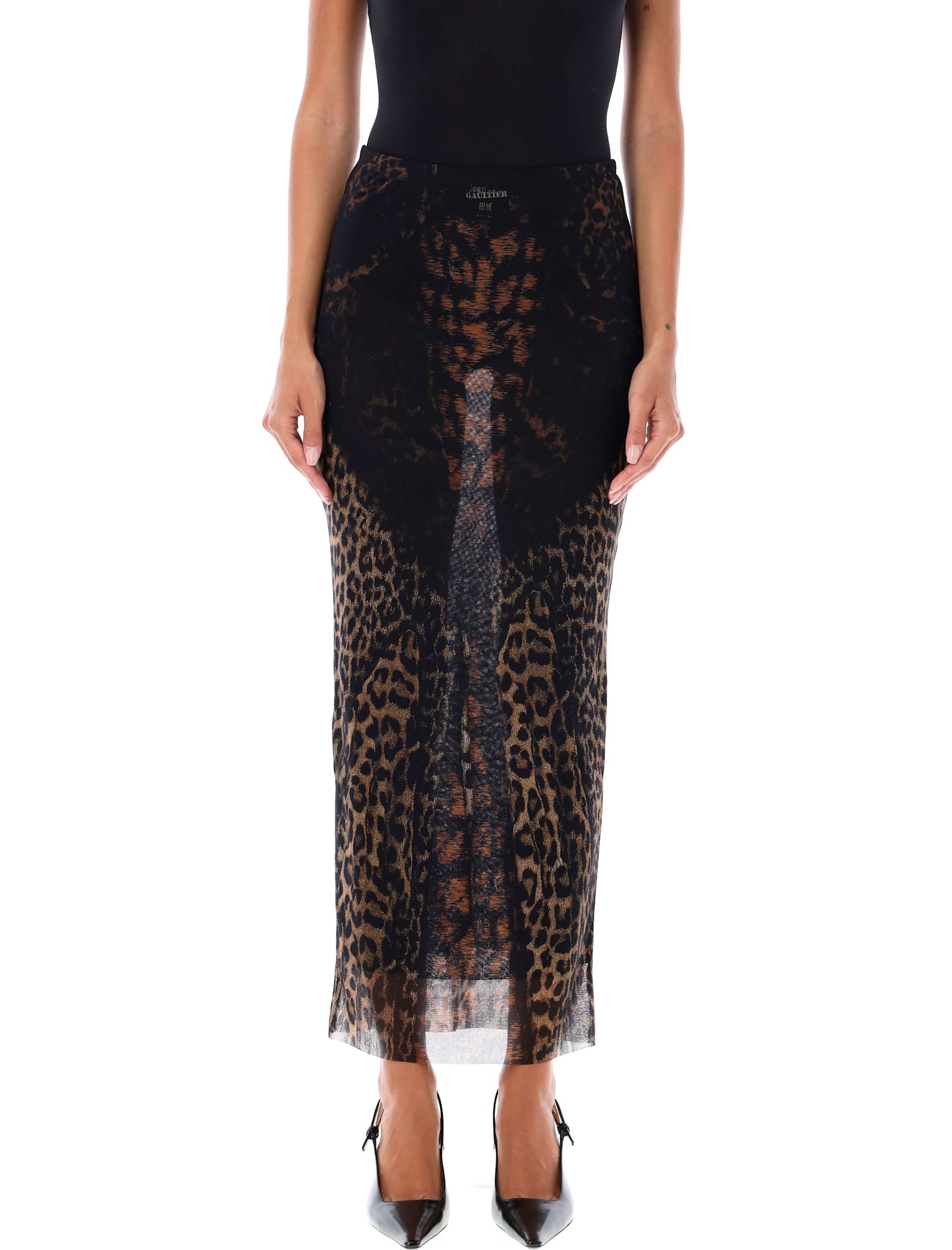 Leopard Mesh Long Skirt