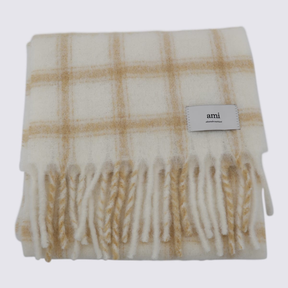 White And Beige Wool Scarves