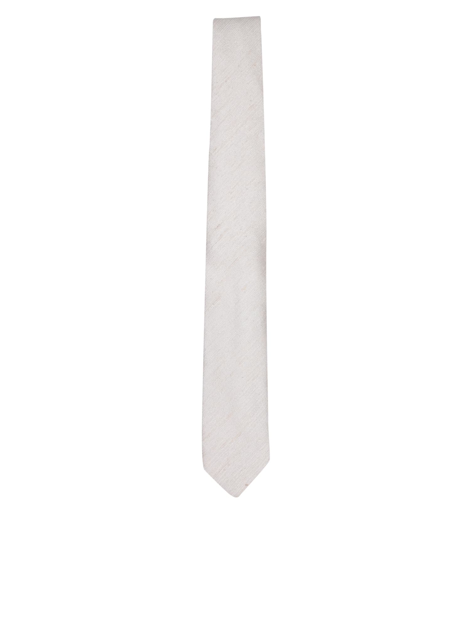 Shop Lardini Cream Chantung Tie In White