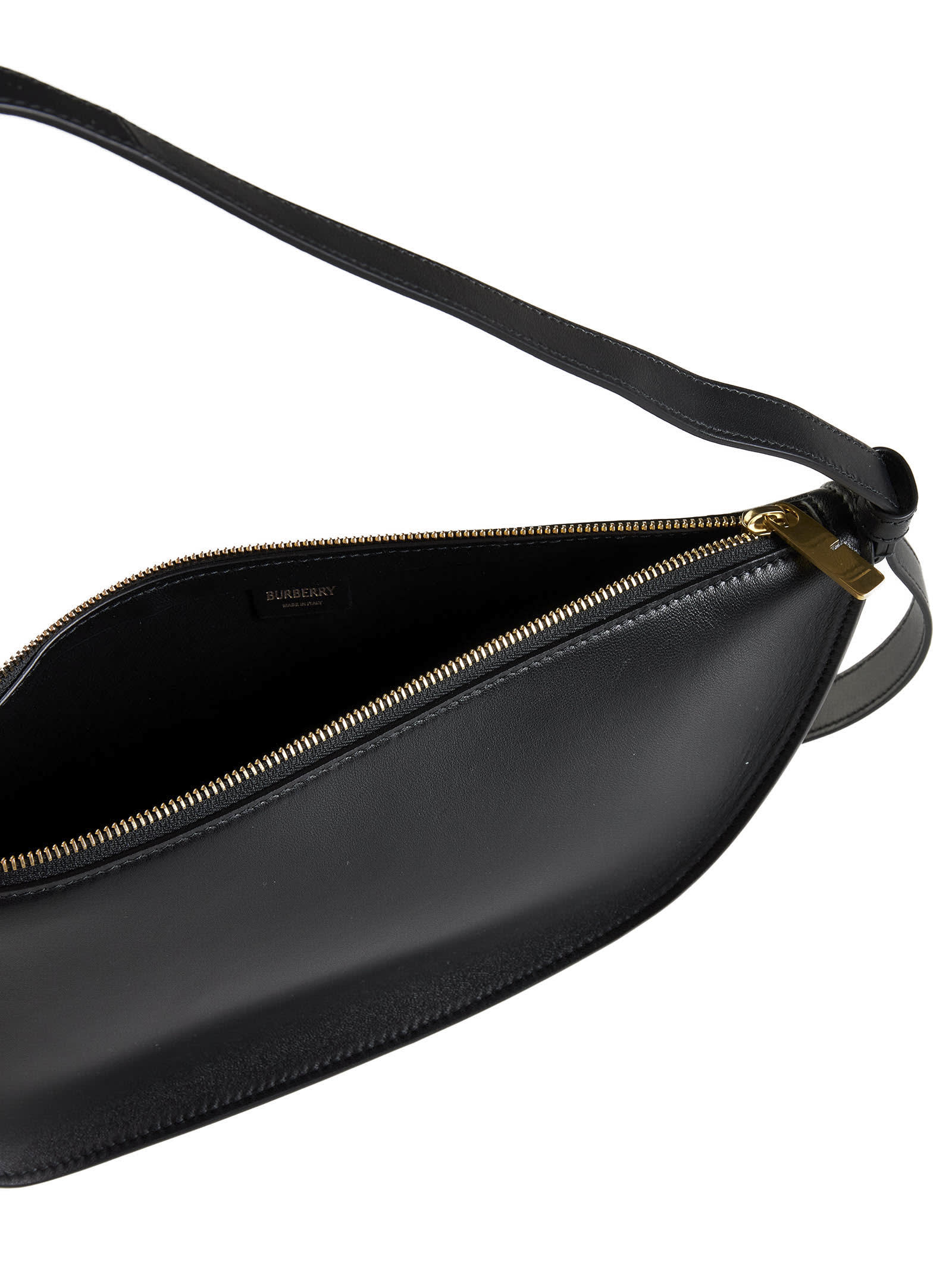 Burberry Curved Shape Gold-tone Hardware Shoulder Bag In Black