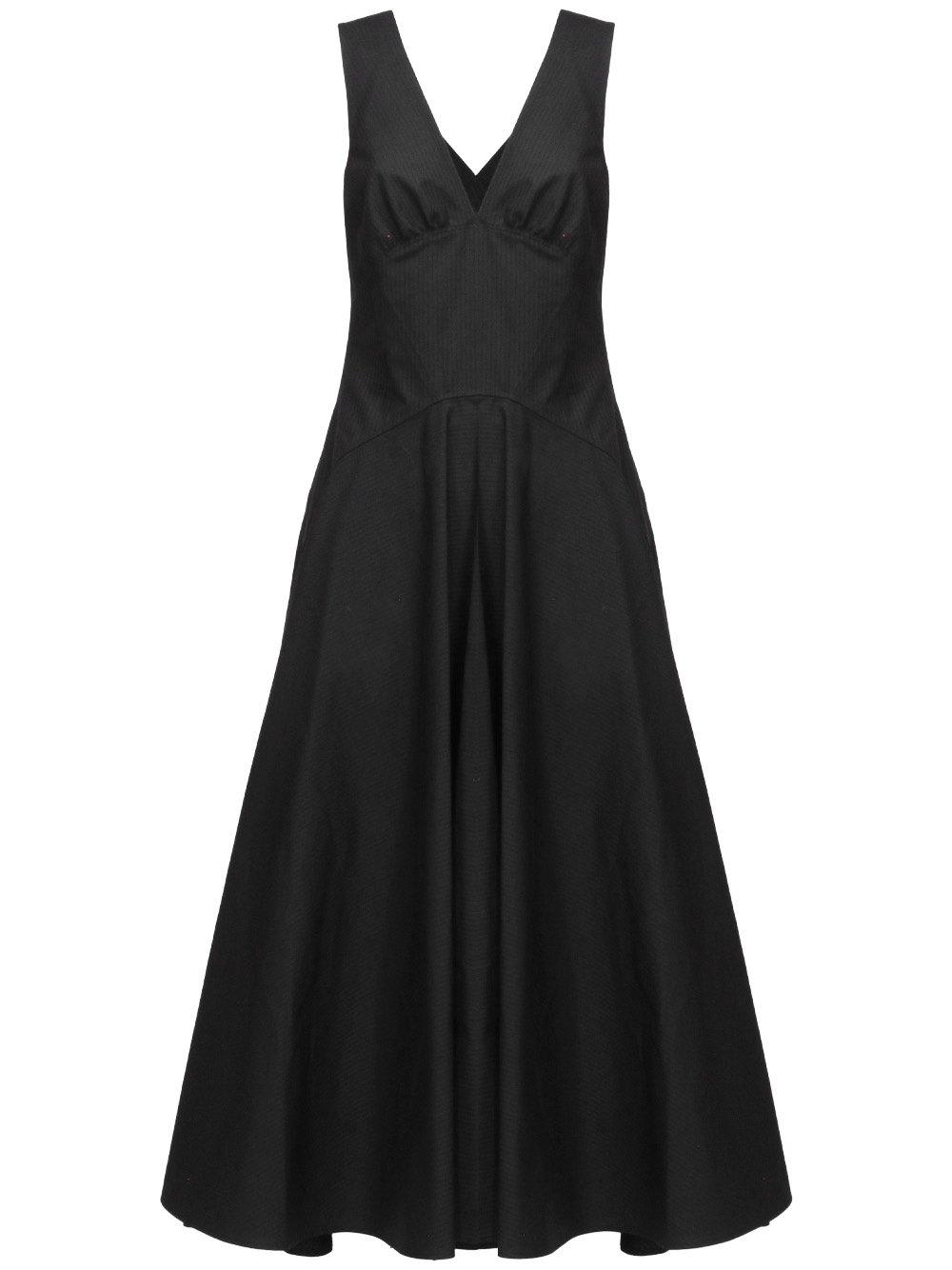 alaia v-neck striped midi dress