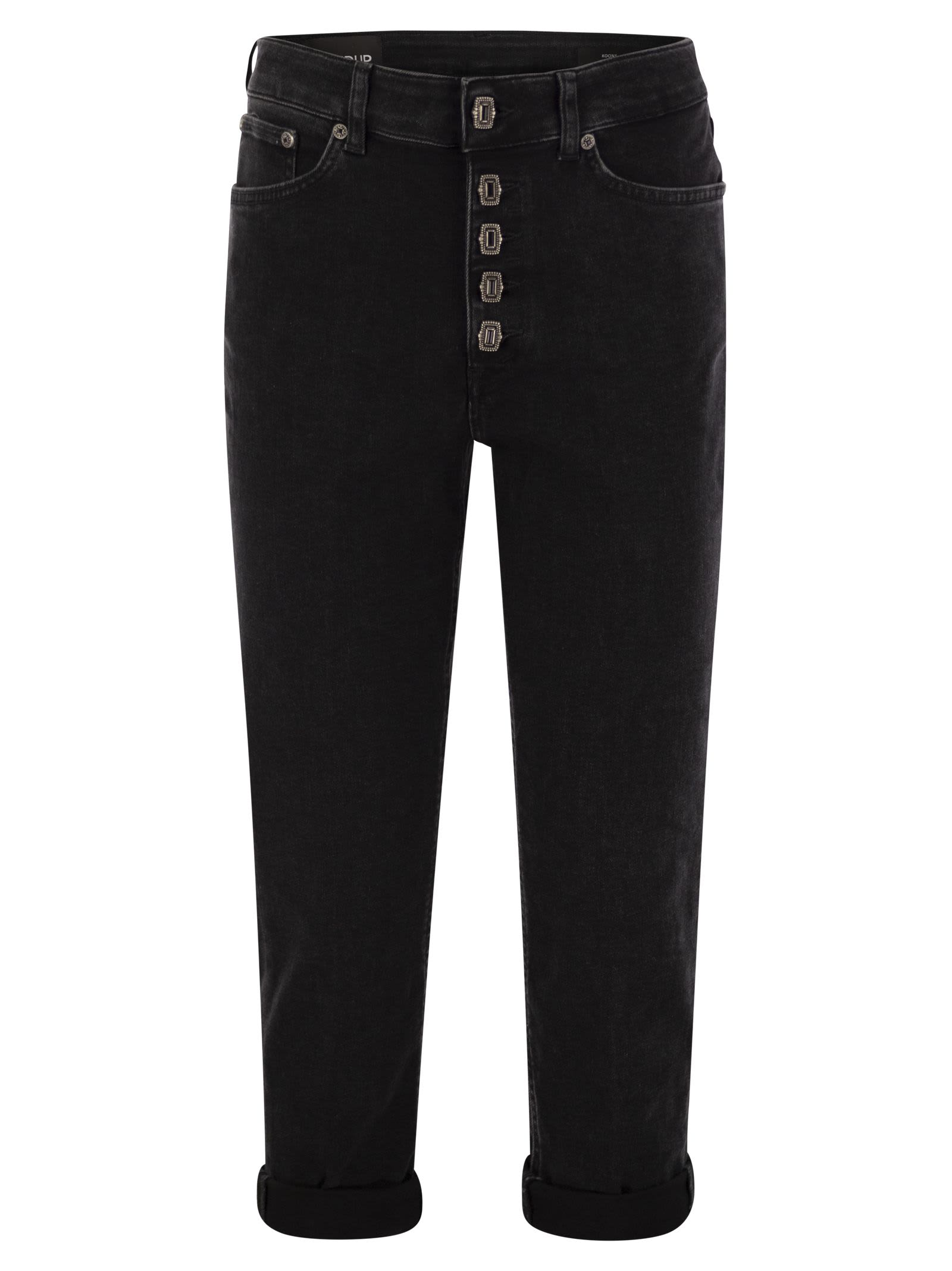 Shop Dondup Koons - Loose-fit Jeans With Jewelled Buttons In Black