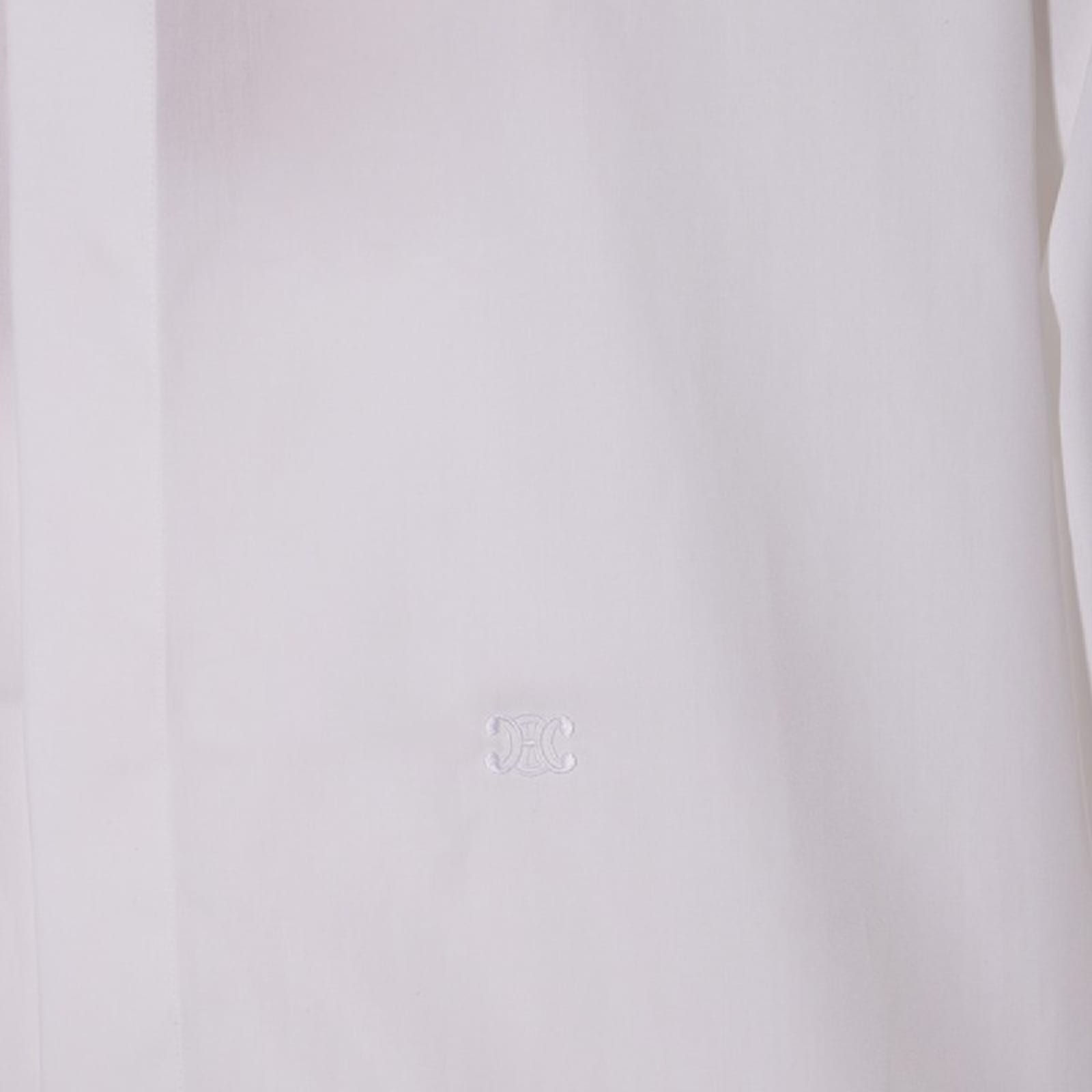 Celine White Cotton Poplin Shirt With Pointed Collar