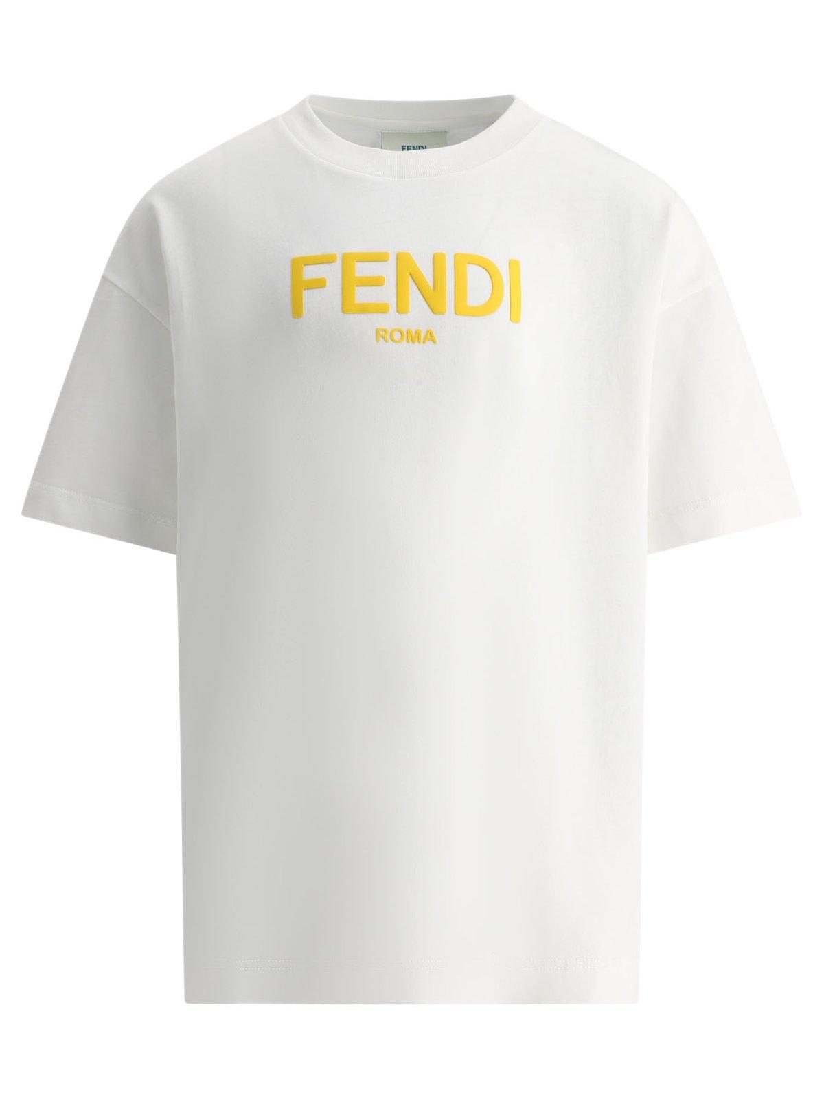FENDI LOGO PRINTED CREWNECK T-SHIRT
