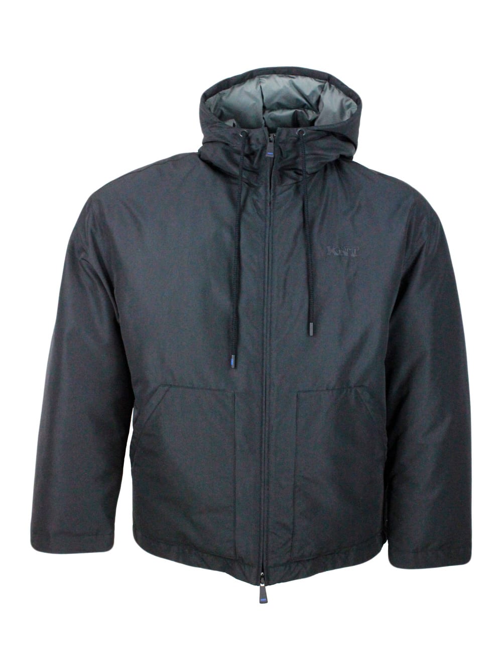 Shop Kiton Knt Down Jacket In Technical Fabric With Hood With Drawstring With Smooth Exterior And Boudin Quilte In Black