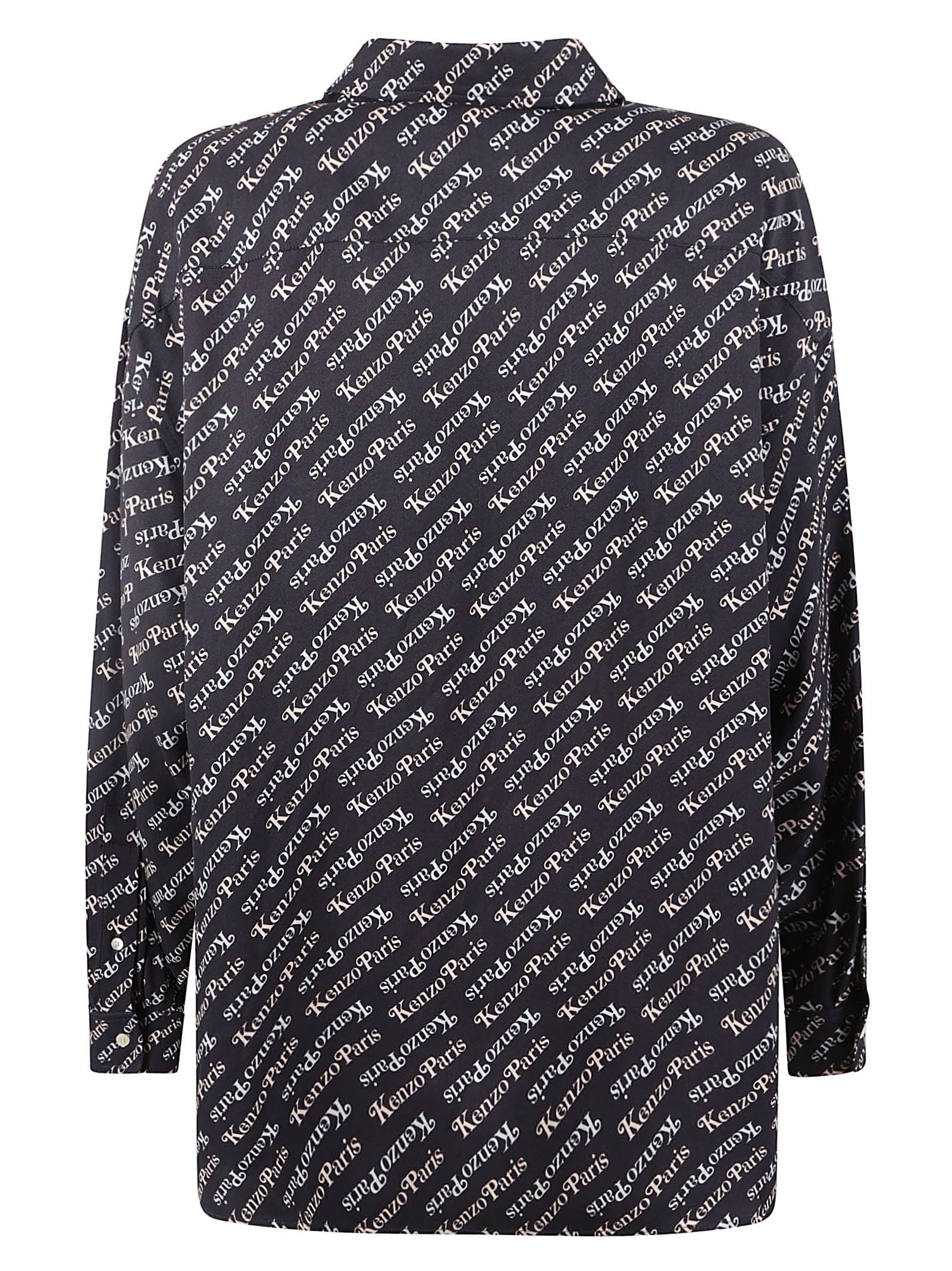 Shop Kenzo All-over Logo Print Shirt In Midnight Blue