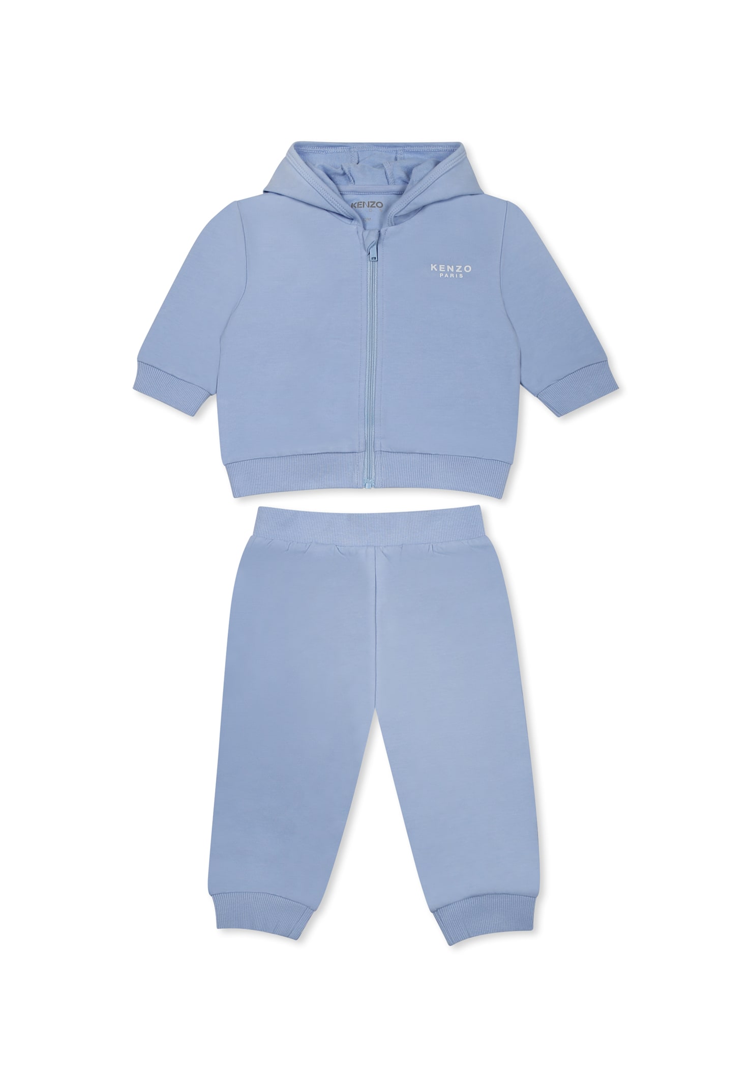 Kenzo Light Blue Suit For Baby Boy With Elephant And Logo In Light Blue