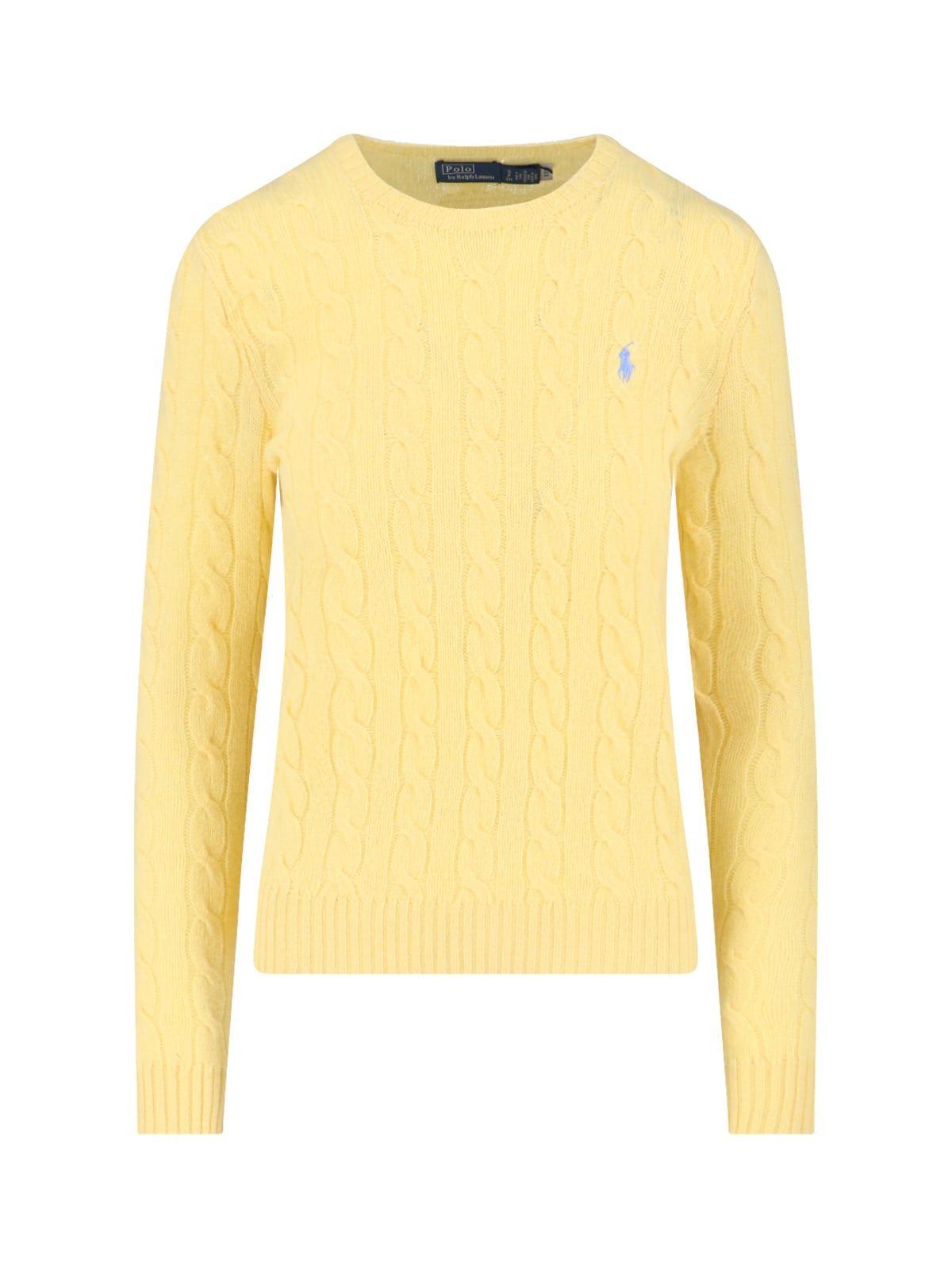 Polo Ralph Lauren Pony Cable-knit Wool And Cashmere Sweater In Yellow