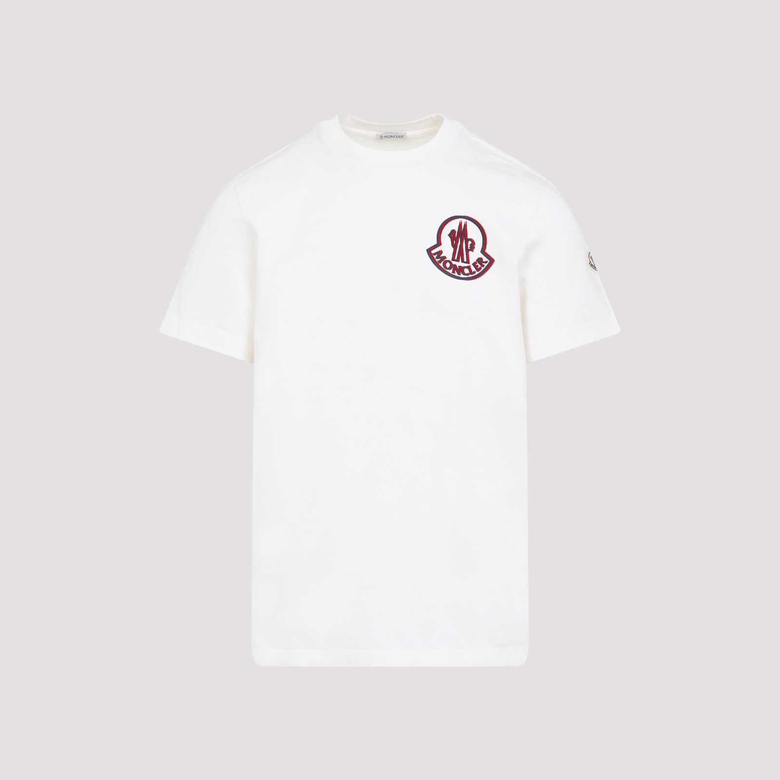 Moncler Flocked Logo T-shirt In Organic Cotton With Aesthetics In White