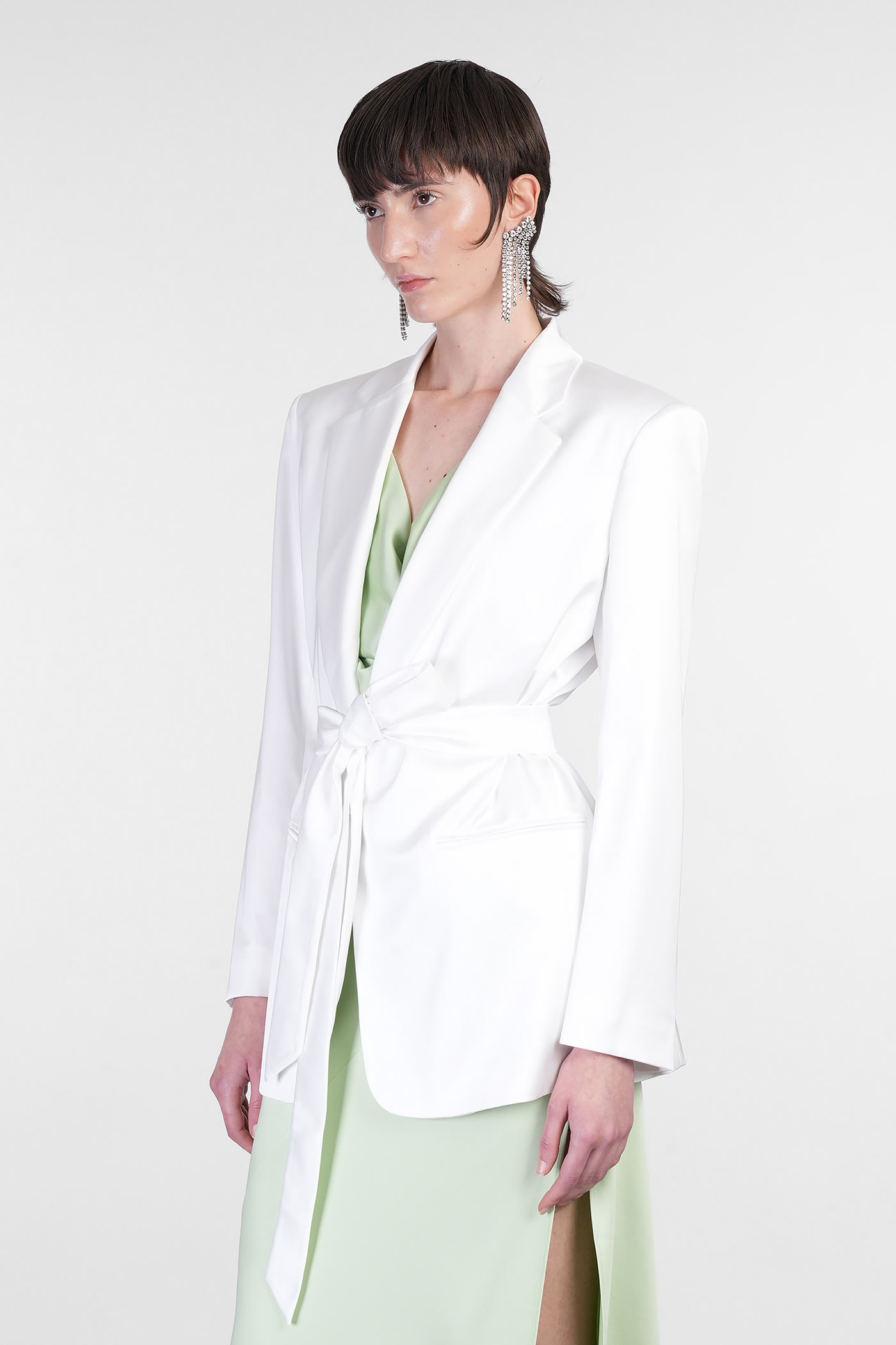 The Andamane Guia With Belt Blazer In White Polyester