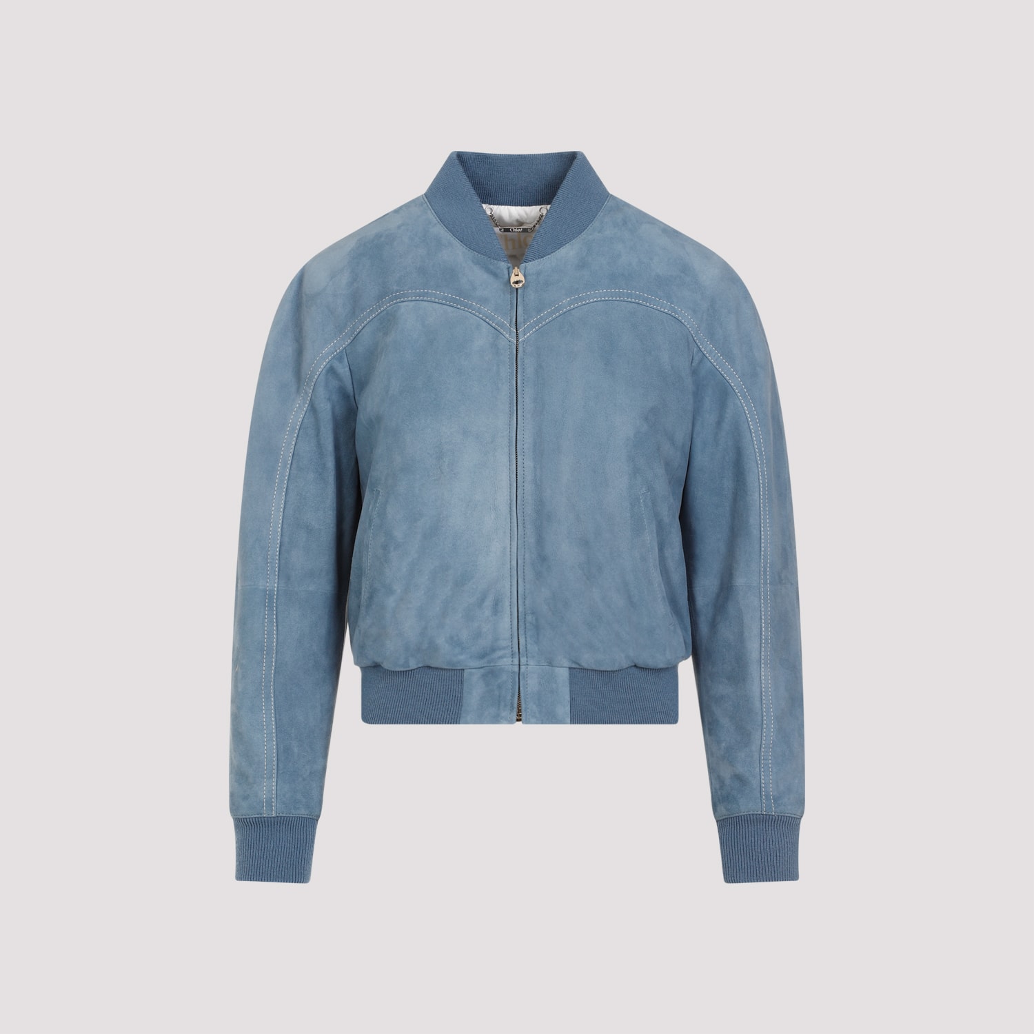 Shop Chloé Bomber Jacket In Grizzled Blue