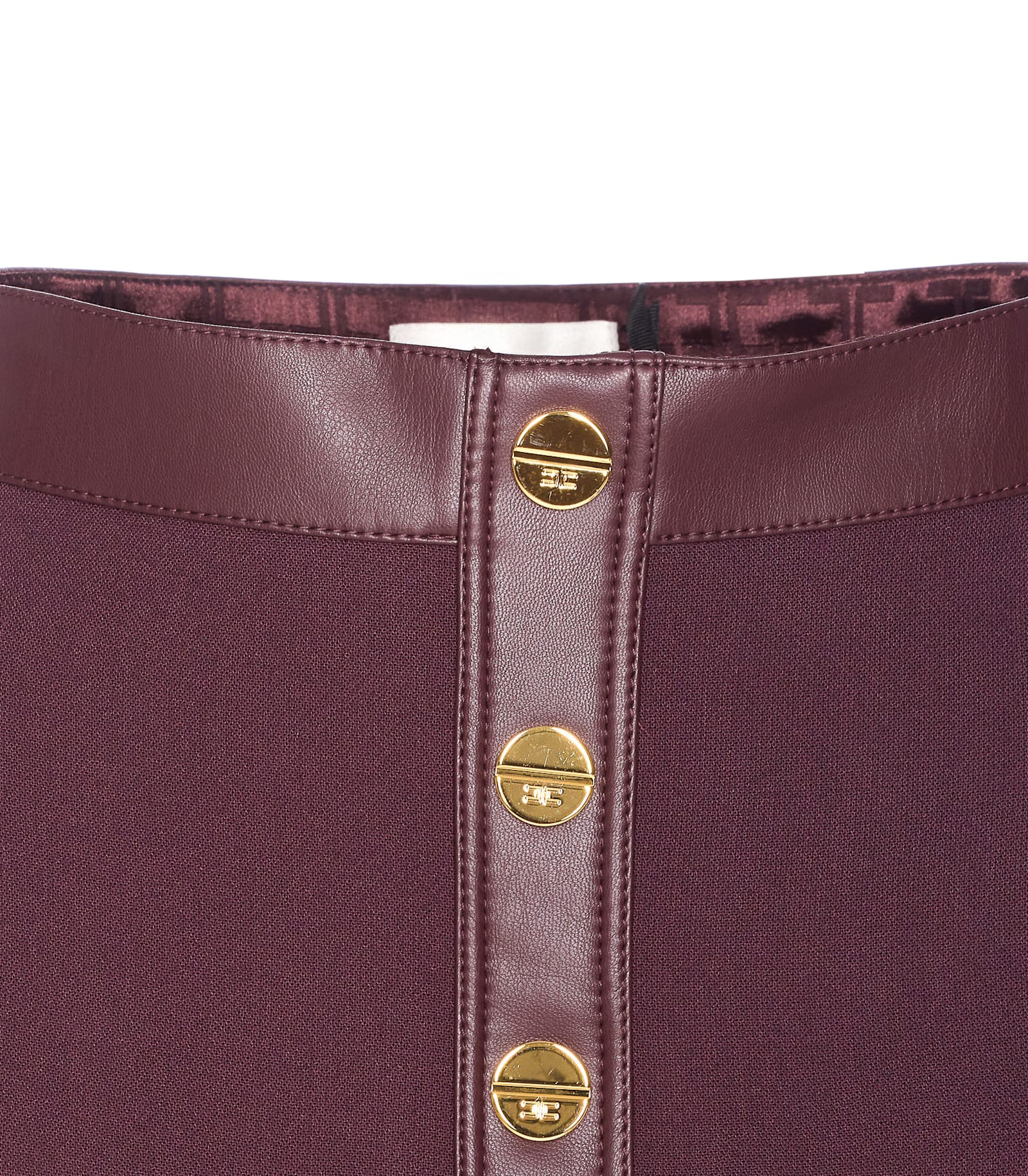 Elisabetta Franchi High Waist Skirt Logo Buttons In Burgundy