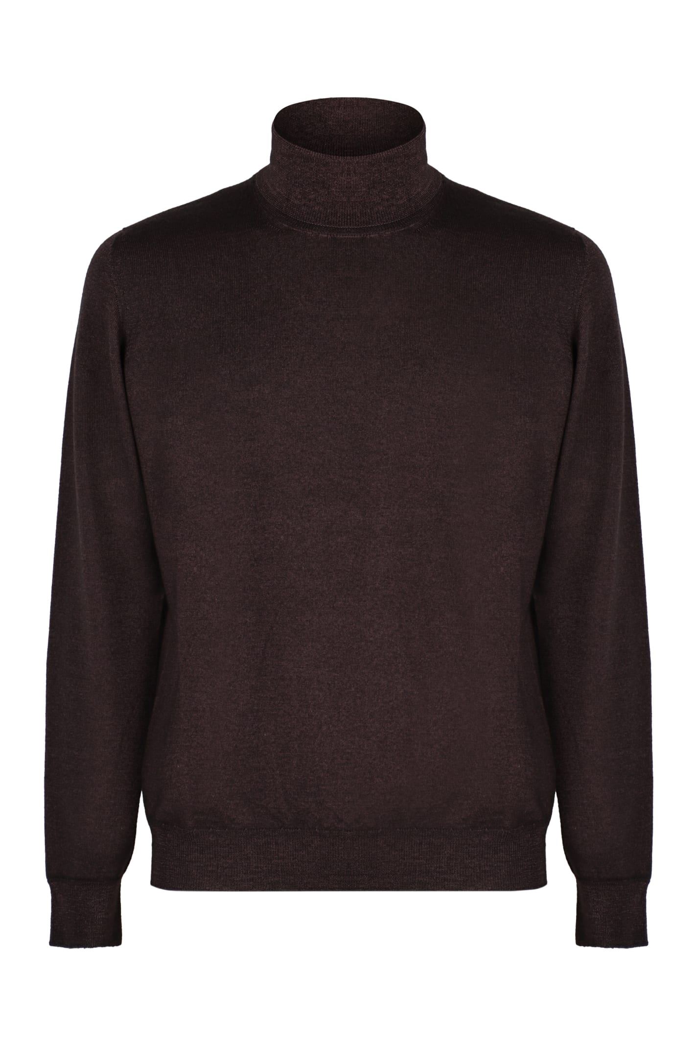 Shop Drumohr Wool Turtleneck Sweater In Brown