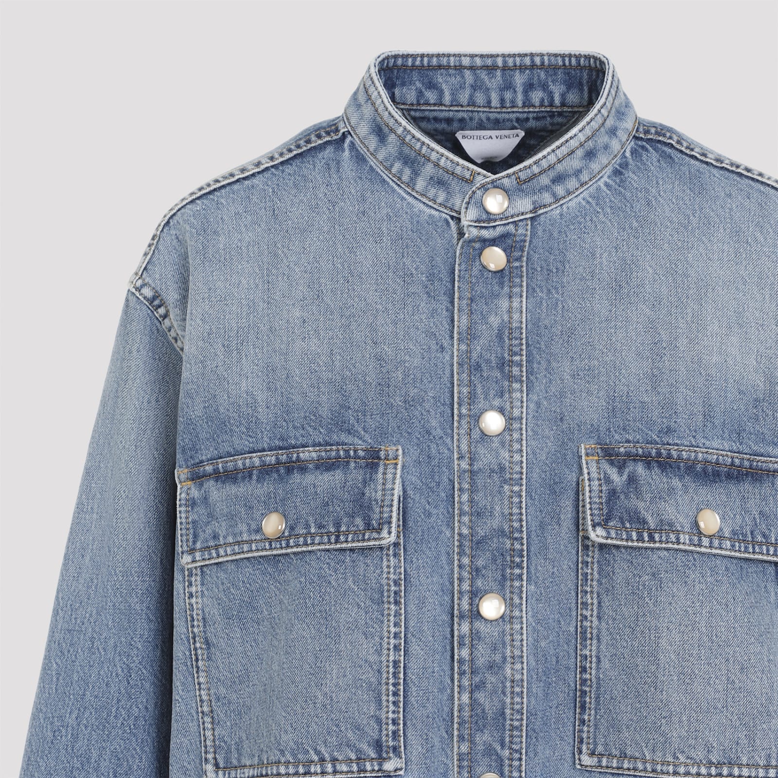 Shop Bottega Veneta Vintage Denim Shirt In Mid Blue