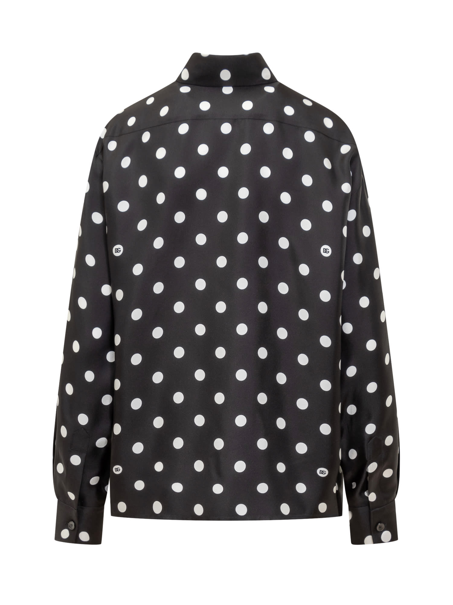 Shop Dolce & Gabbana Pois Silk Twill Shirt In Pois Med Fdo Nero