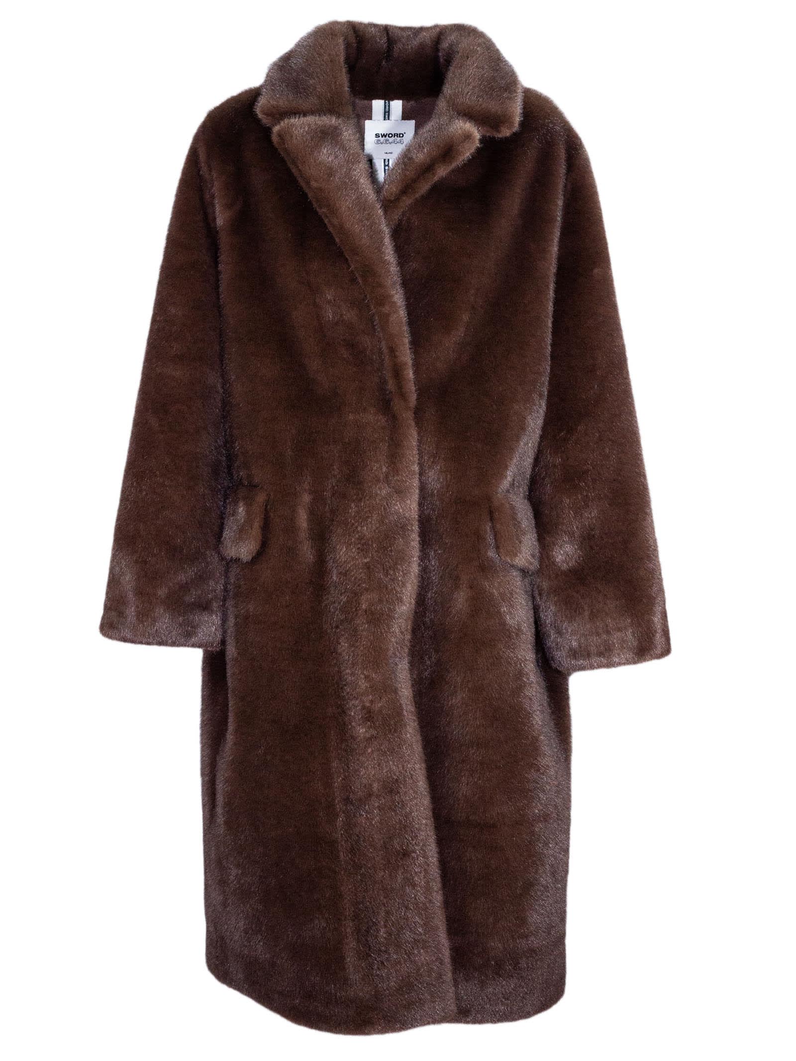 S. W.O. R.D 6.6.44 Brown Faux Fur Coat