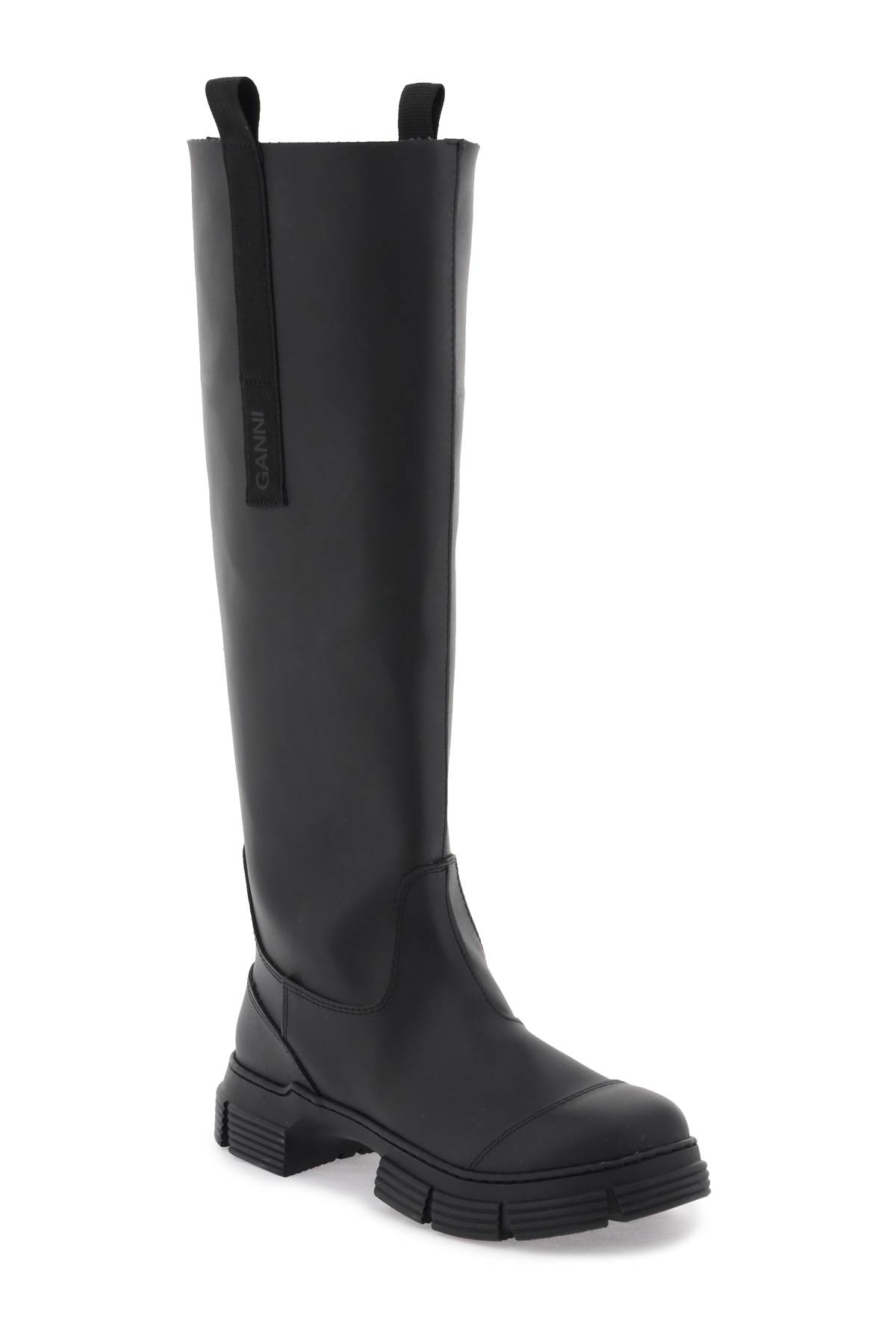 Shop Ganni Recycled Rubber Country Boots In Black (black)
