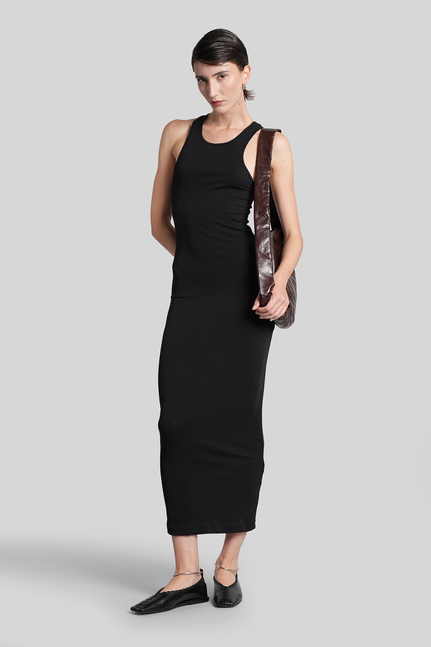 Entire Studios Long Dress In Black Cotton In Black