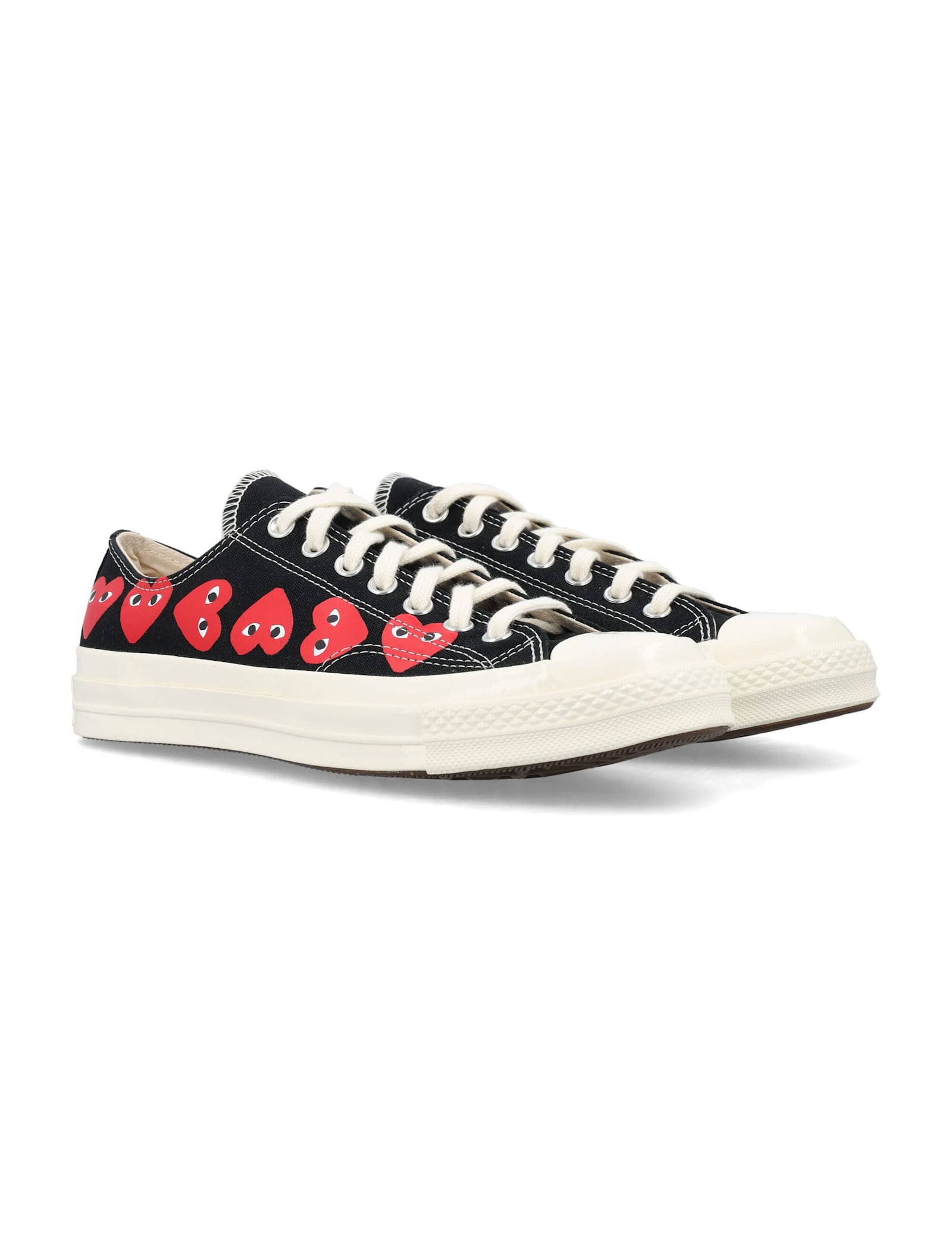 Comme Des Garçons Multi Heart Low Top In Black