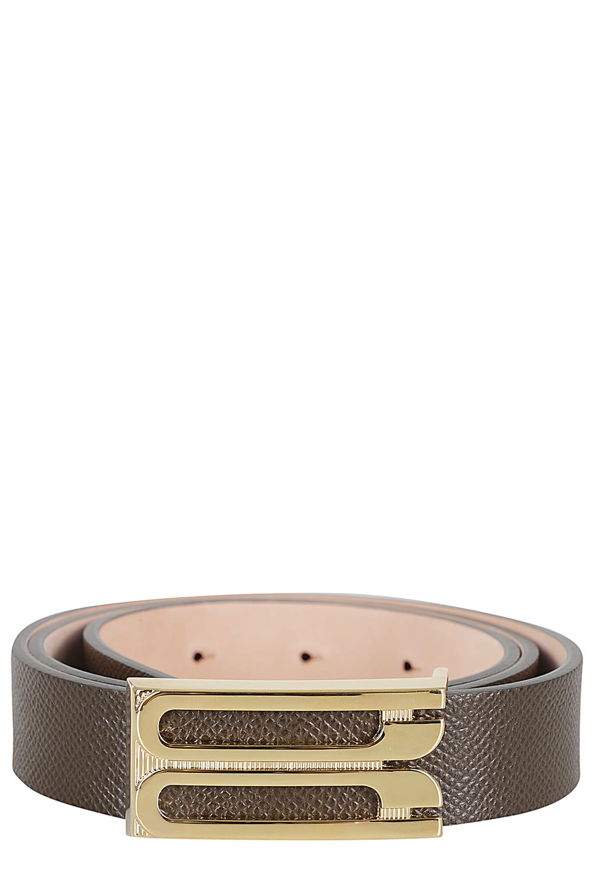 Shop Victoria Beckham Regular Bbuckle Belt In Khaki