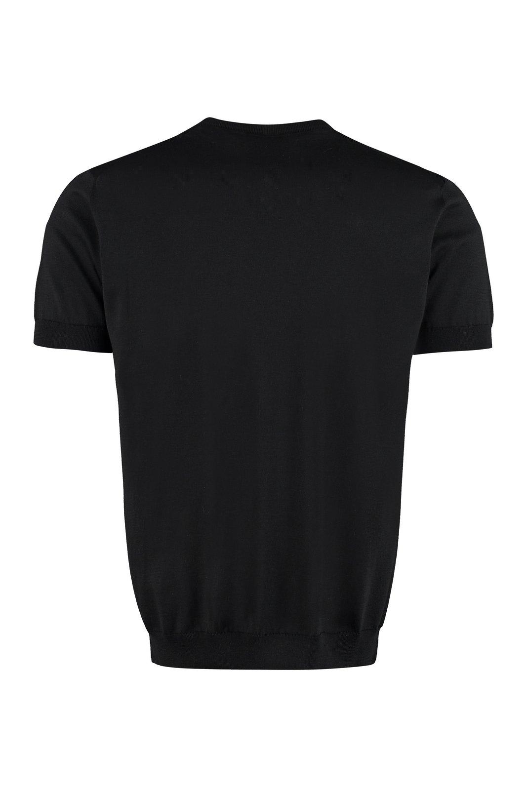 Shop Giorgio Armani Crewneck Short-sleeved Knit Jumper In Black