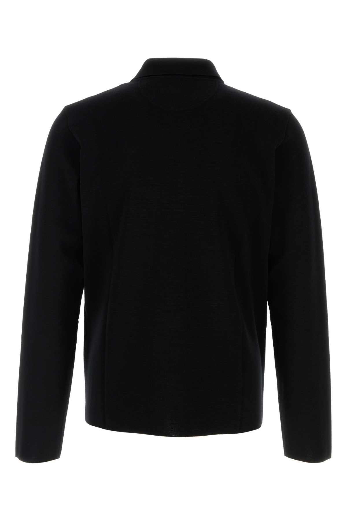 Shop Valentino Black Wool Polo Shirt In Nero