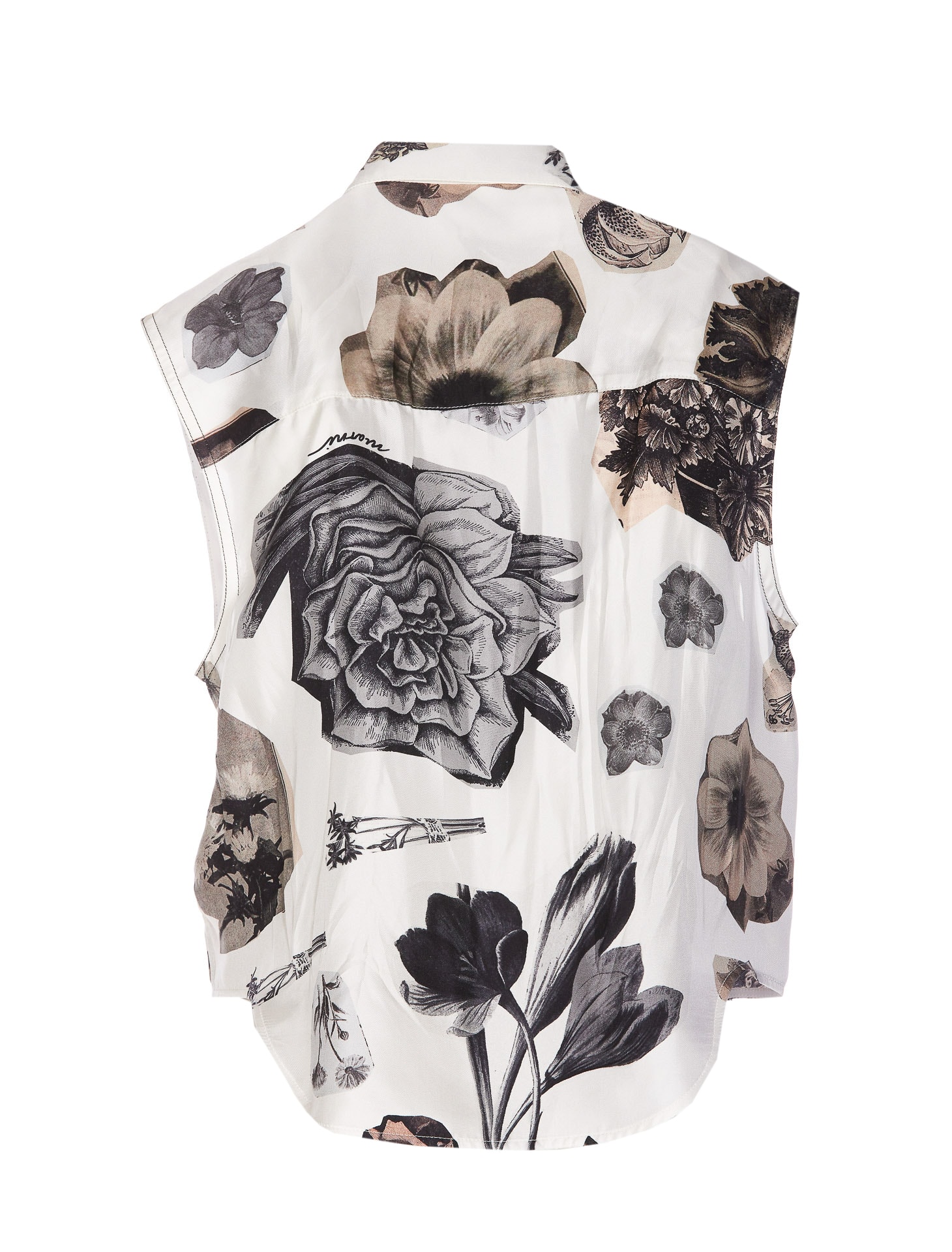 Shop Marni Floral Print Sleeveless Shirt In White