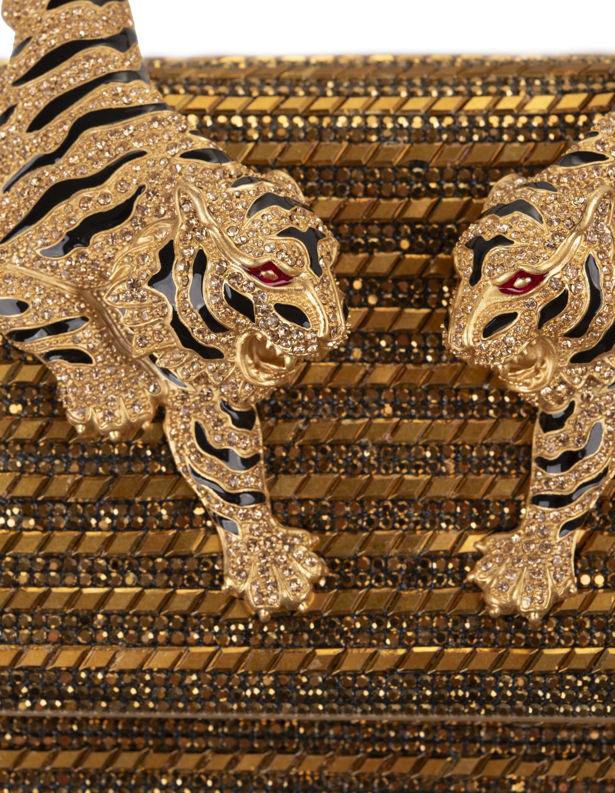 Shop Roberto Cavalli Golden Small Roar Shoulder Bag With Jewelled Tigers