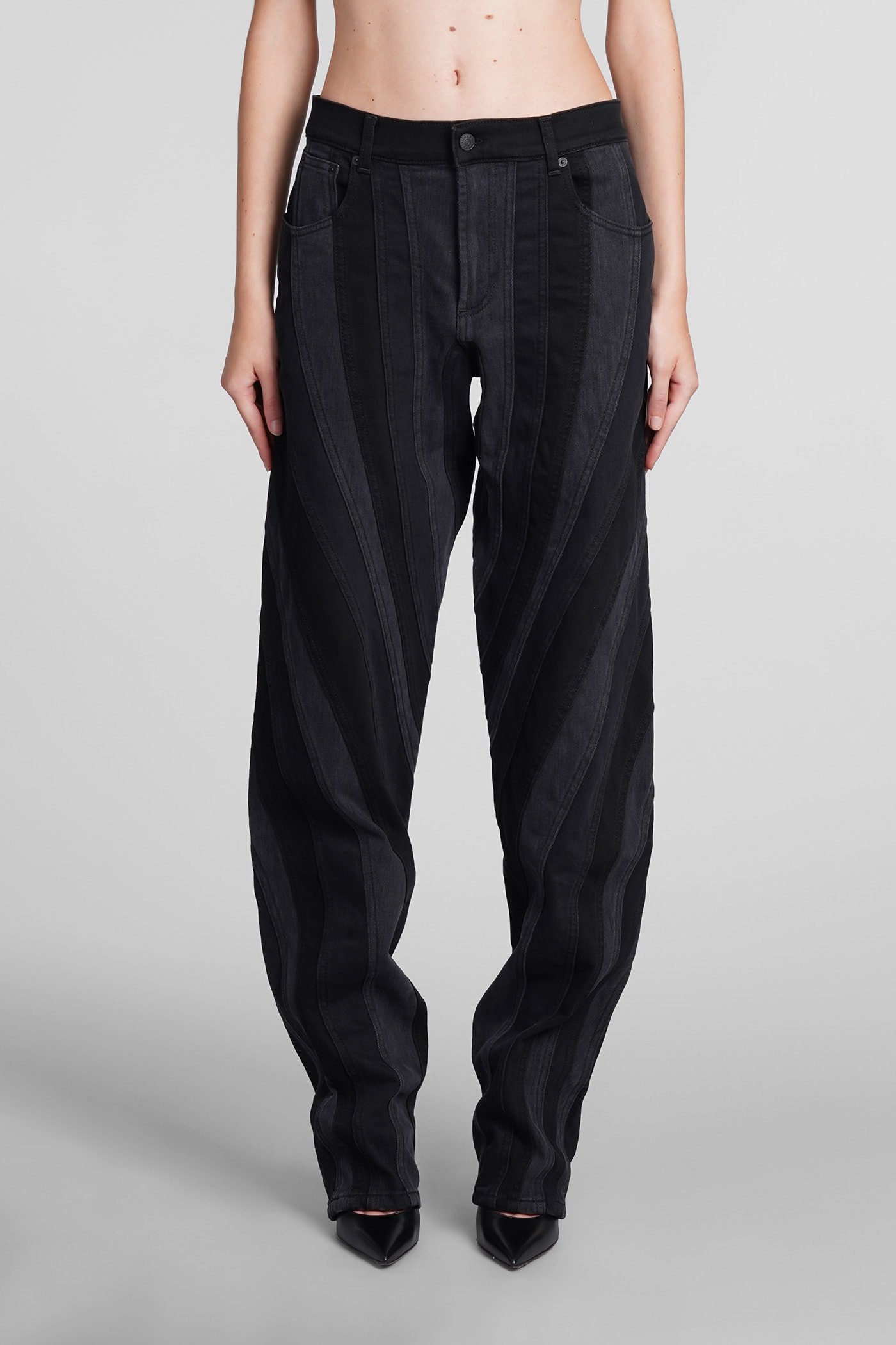 Mugler Jeans In Black Cotton