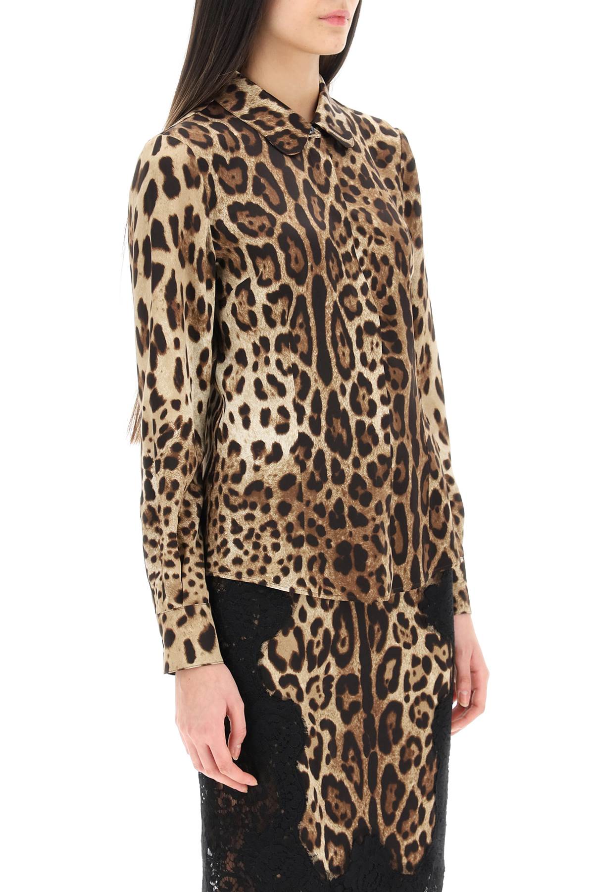 Dolce & Gabbana Leopard-print Silk Shirt In Leo New