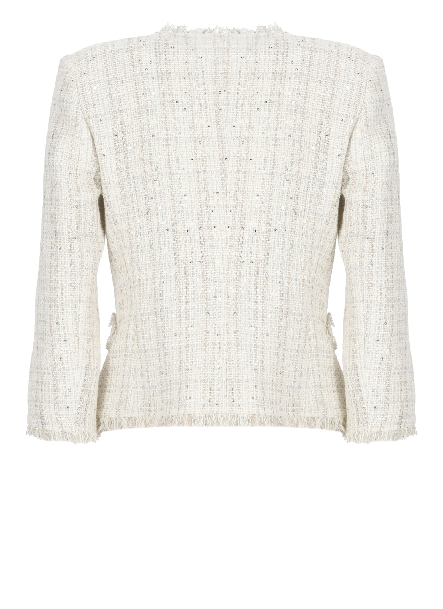 Tagliatore Beverly Crewneck Cotton Tweed Jacket In White