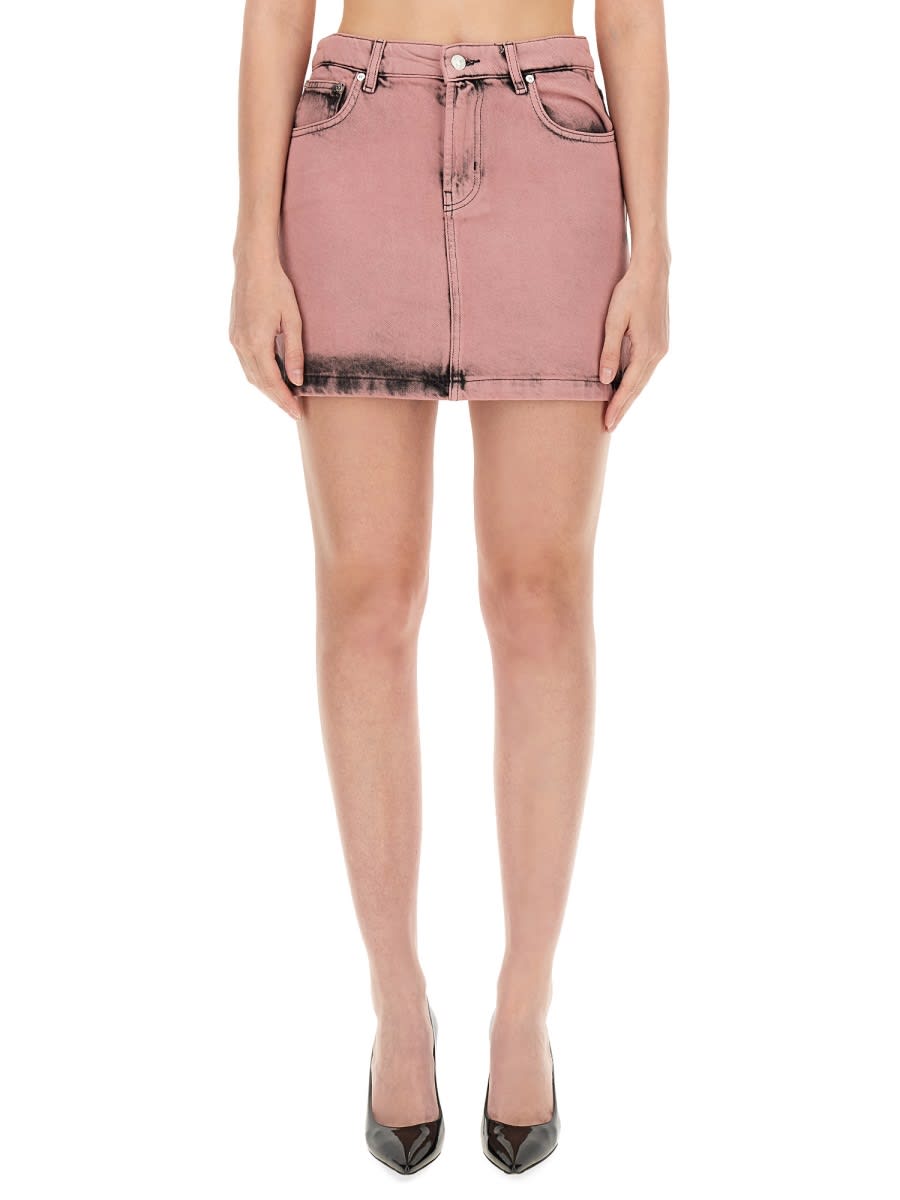 Shop M05ch1n0 Jeans Mini Skirt In Pink