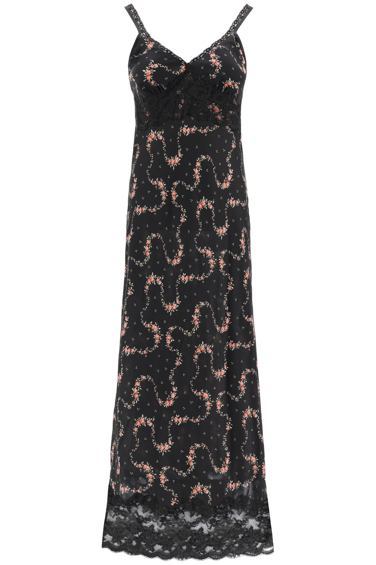 Paco Rabanne Long Floral Dress With Lace