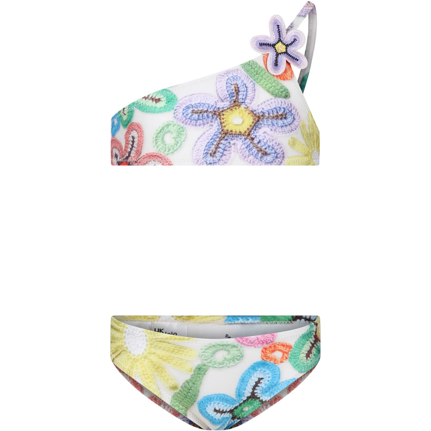 Molo Kids' Ivory Bikini For Girl With Flowers Print In Multicolor
