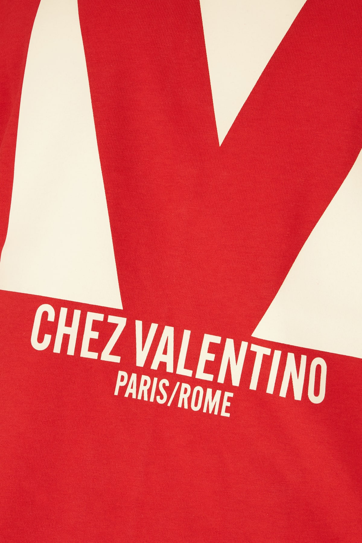 Valentino Crewneck Graphic Print T-shirt Logo In Rosso