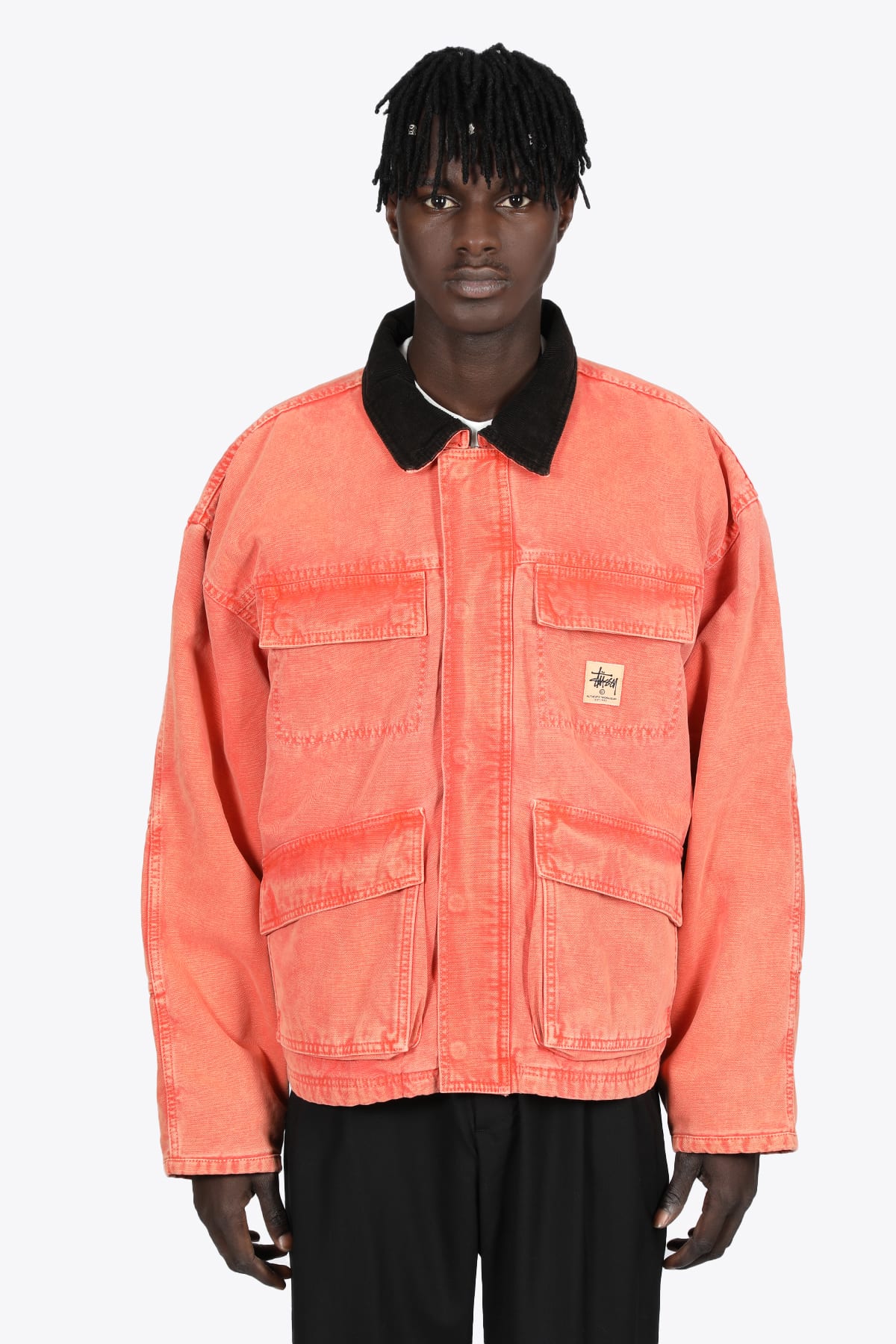 Stussy Washed Canvas Shop Jacket Orange canvas jacket with light padding