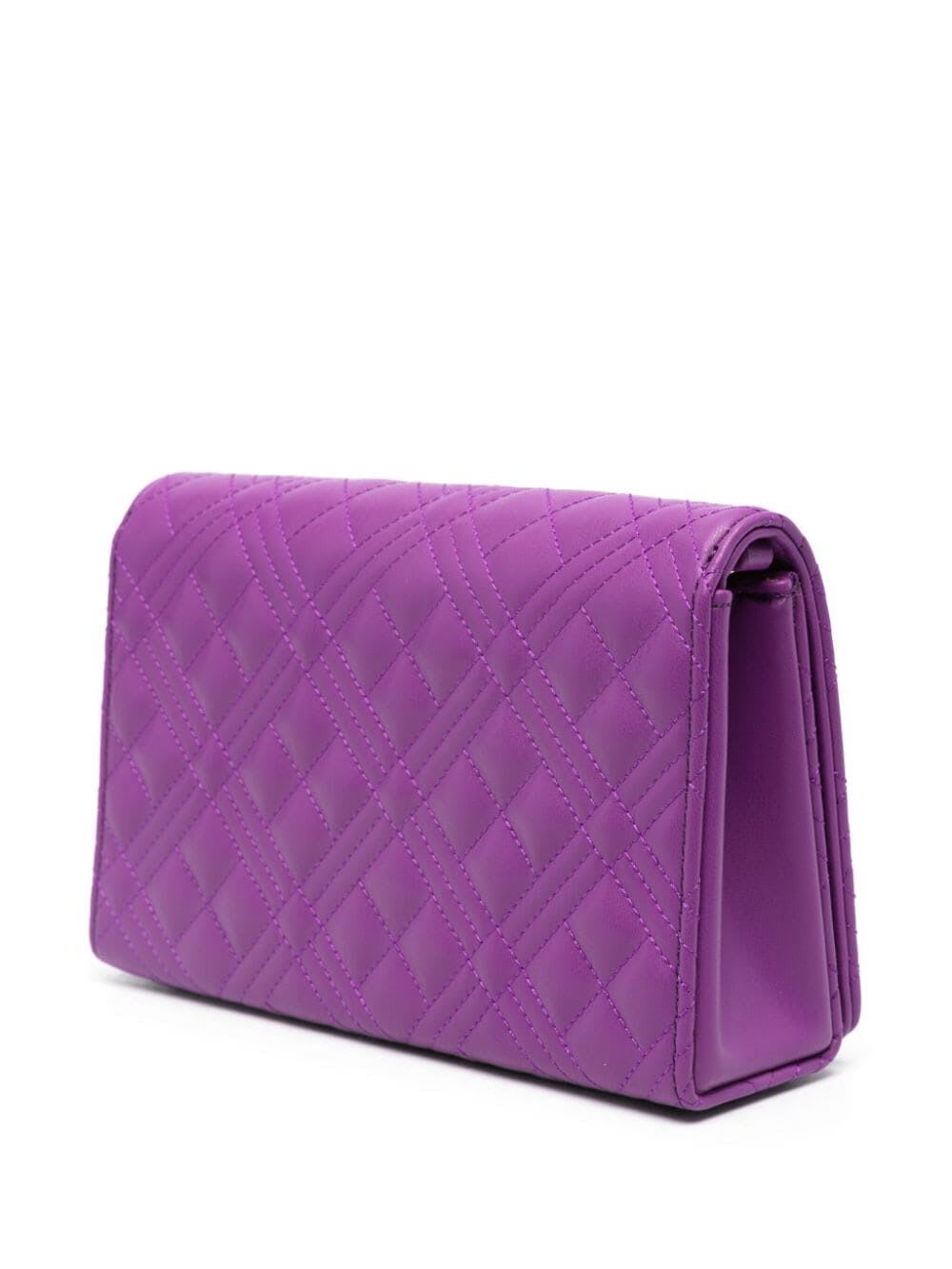 Shop Love Moschino Quilted Crossbody In Purple