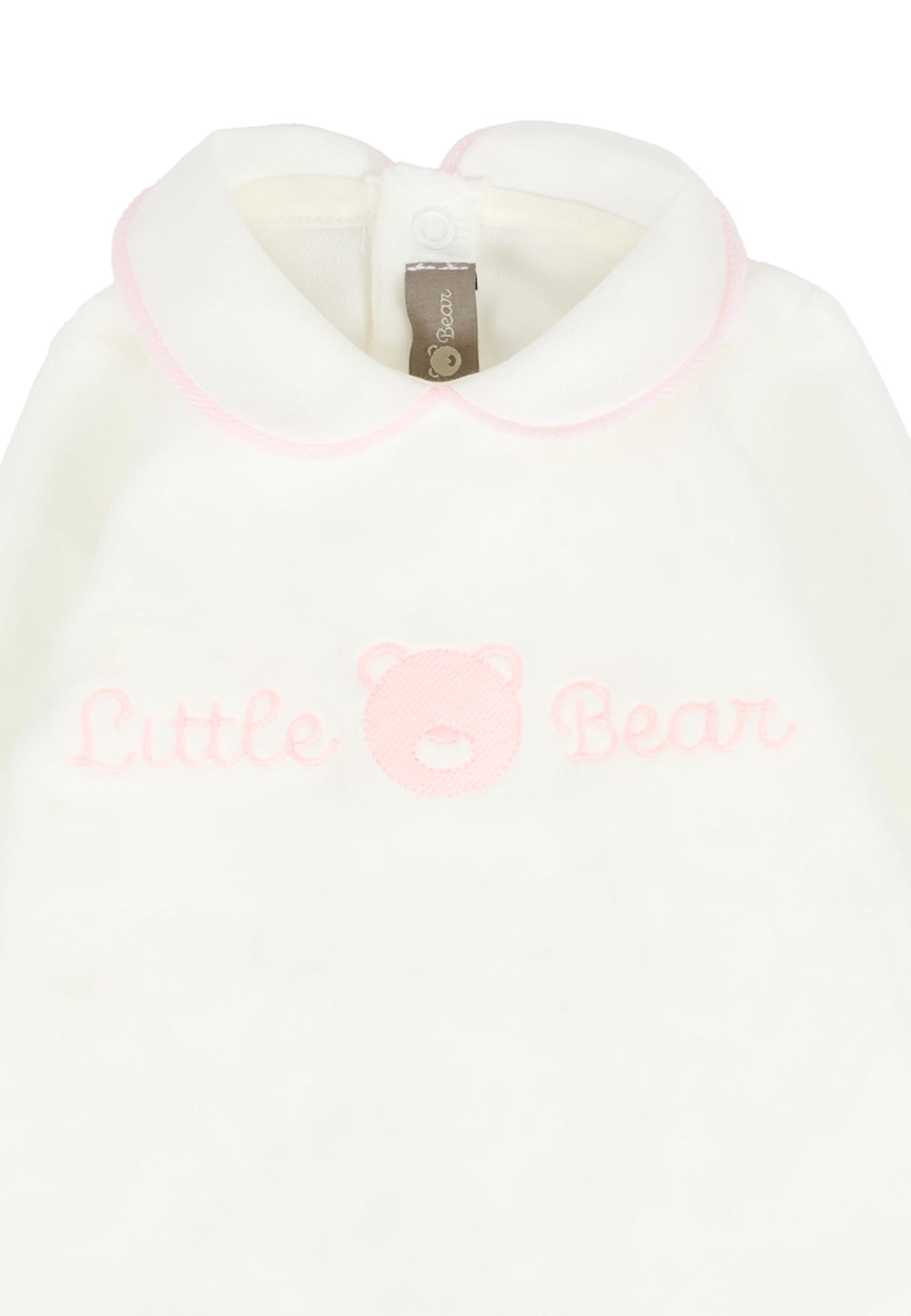Little Bear Ivory Babygrow For Baby Girl With Bear In White