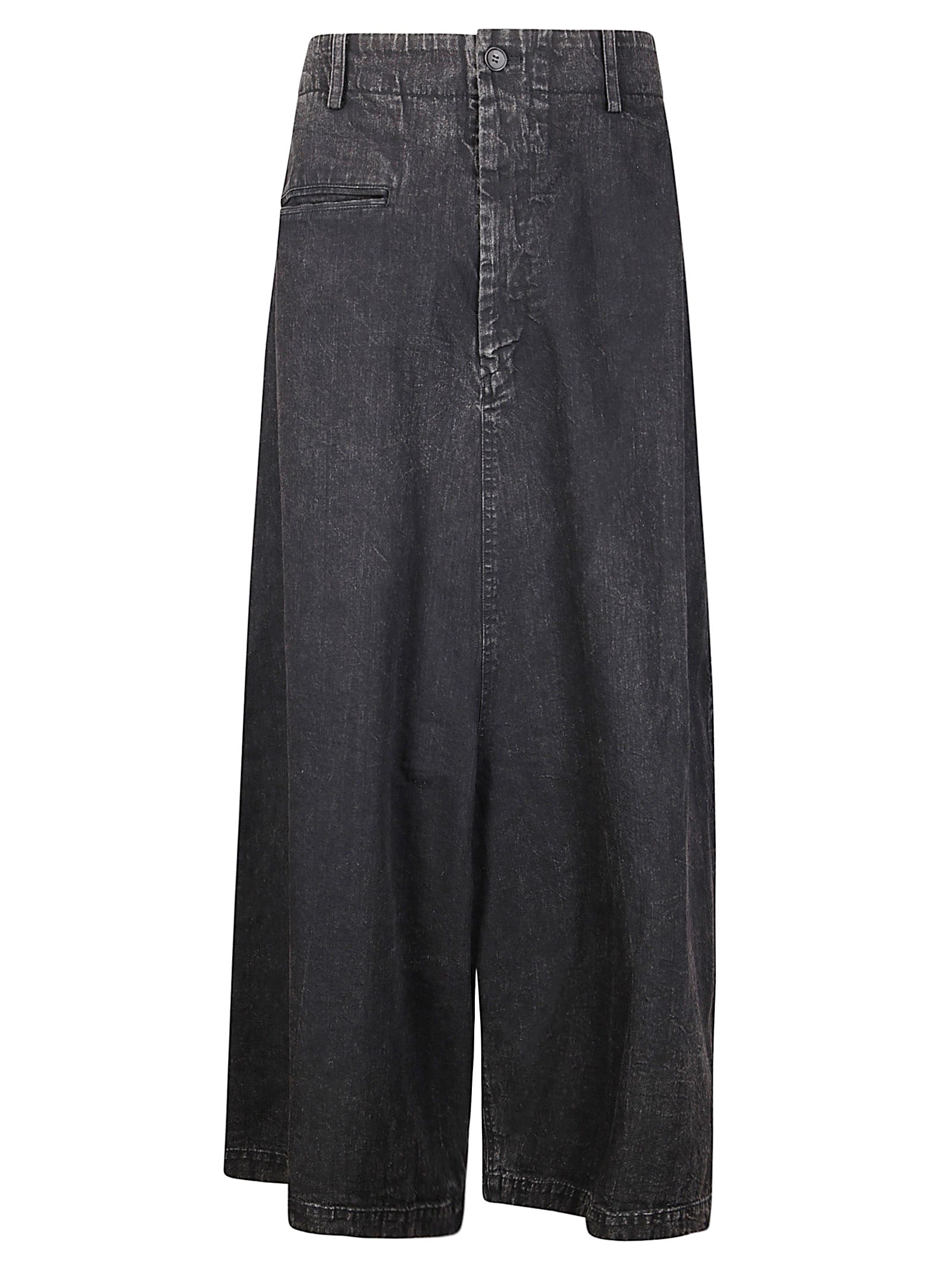 Yohji Yamamoto Black Backside Flared Wide Jeans In Black